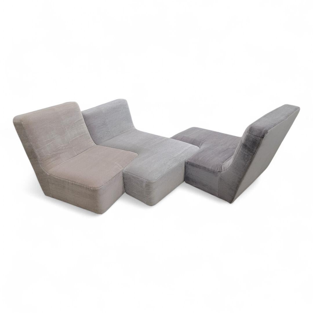 Ligne Roset Sectional Sofa by Philippe Nigro In an Italian Plush Mohair-Set of 4 For Sale 3