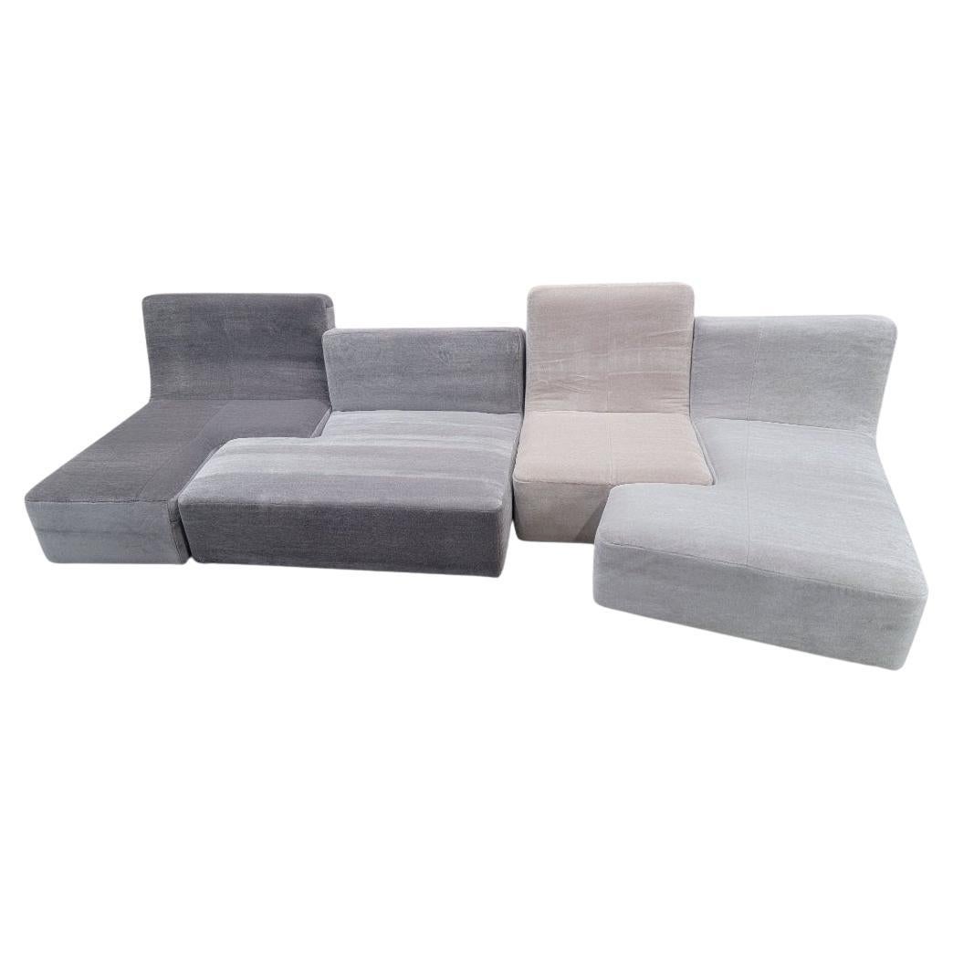 Ligne Roset Sectional Sofa by Philippe Nigro In an Italian Plush Mohair-Set of 4 For Sale