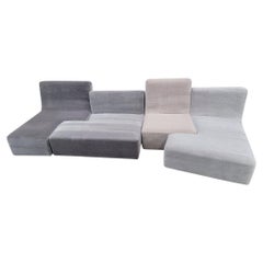 Ligne Roset Sectional Sofa by Philippe Nigro In an Italian Plush Mohair-Set of 4