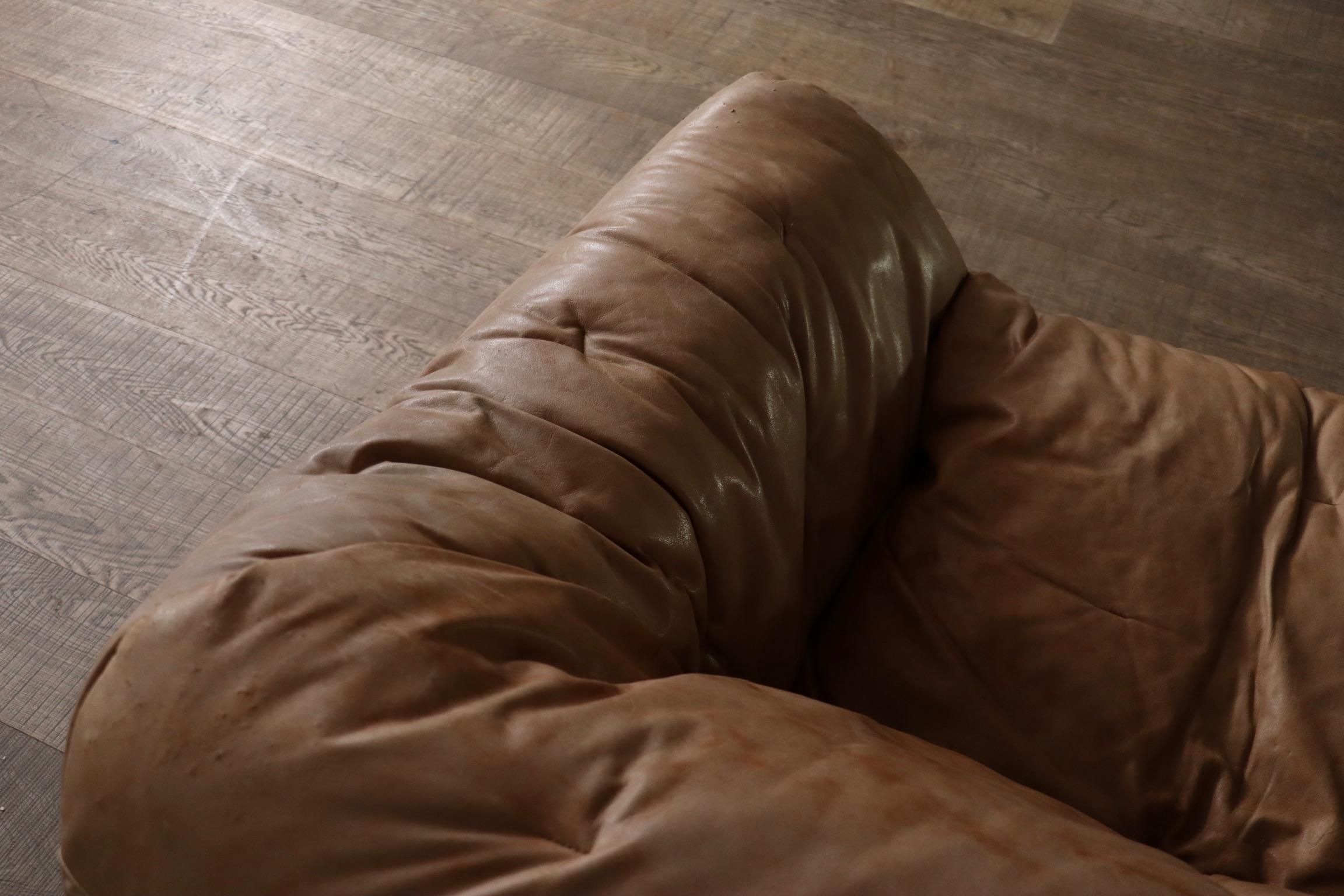 Ligne Roset Sloop Sofa von Michel Ducaroy In Cognac Leder, 1970er Jahre im Angebot 9