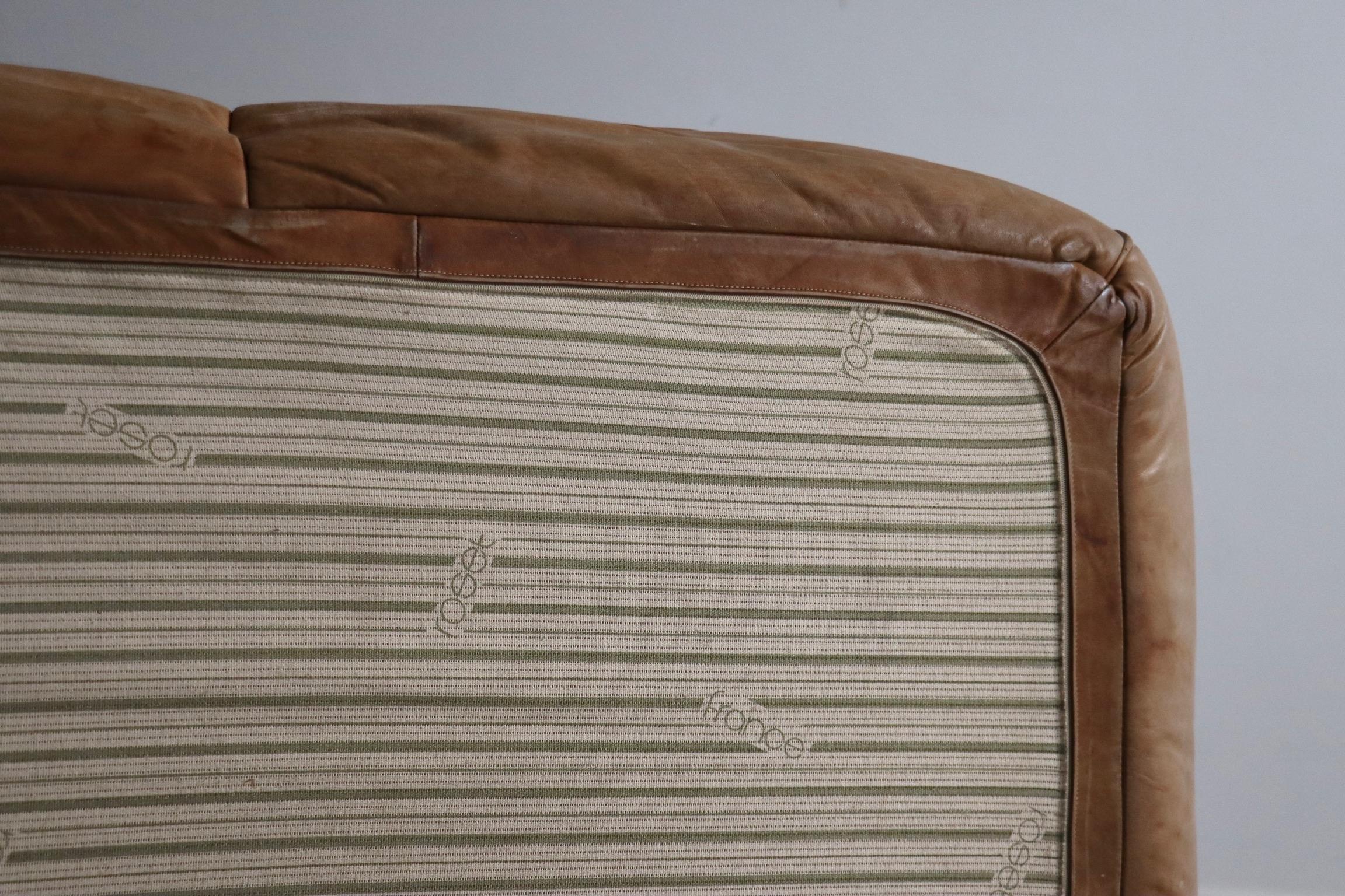 Ligne Roset Sloop Sofa von Michel Ducaroy In Cognac Leder, 1970er Jahre im Angebot 12