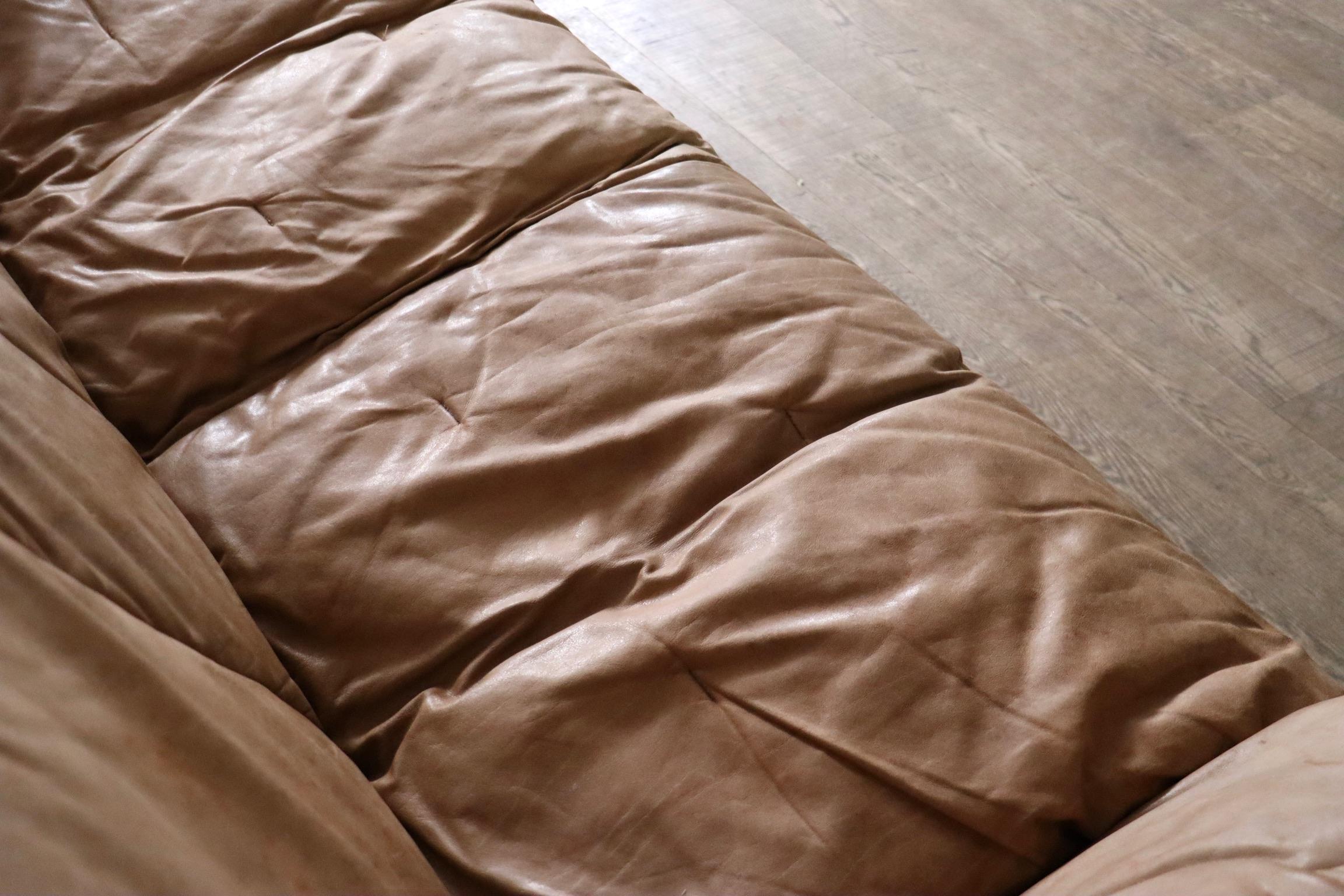 Ligne Roset Sloop Sofa von Michel Ducaroy In Cognac Leder, 1970er Jahre im Angebot 1