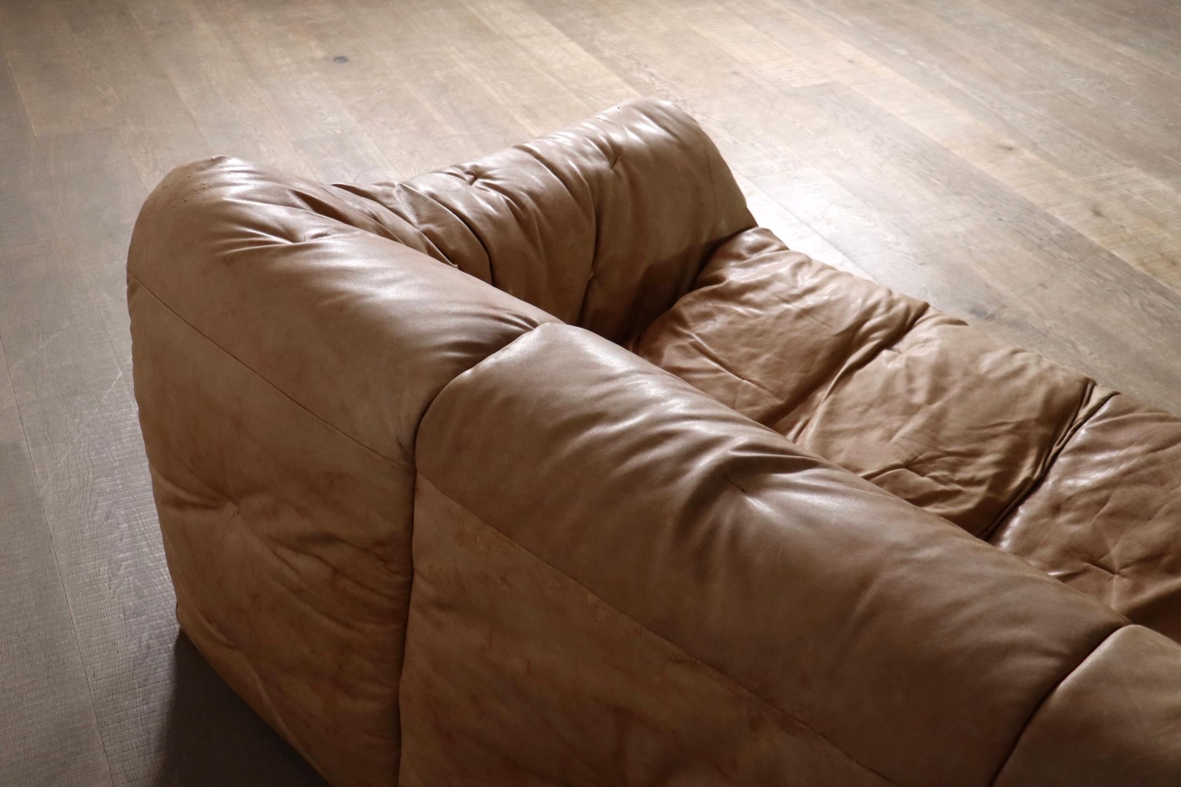 Ligne Roset Sloop Sofa von Michel Ducaroy In Cognac Leder, 1970er Jahre im Angebot 5