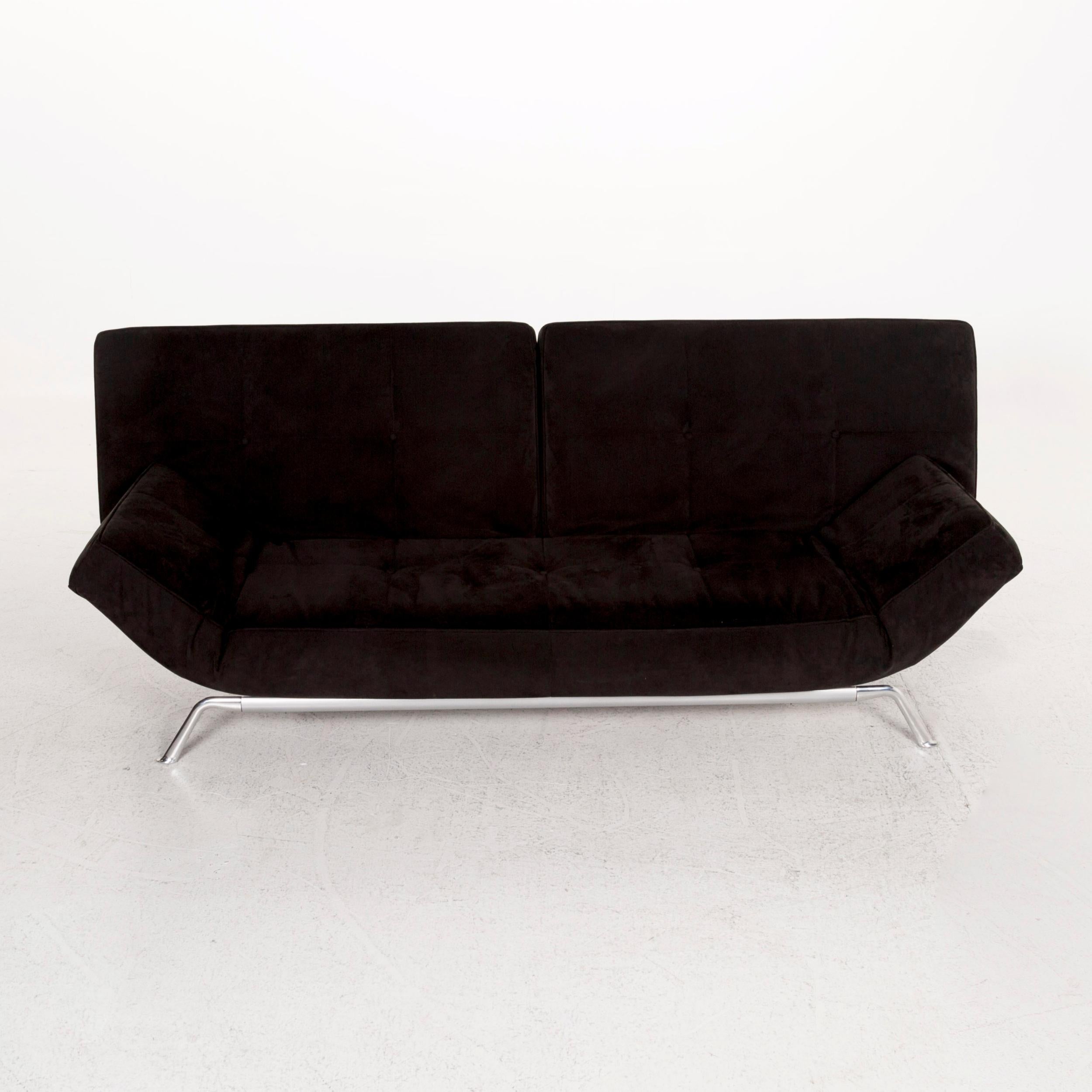 Contemporary Ligne Roset Smala Fabric Sofa Black Three-Seat Sofa Function Sofa Bed Function