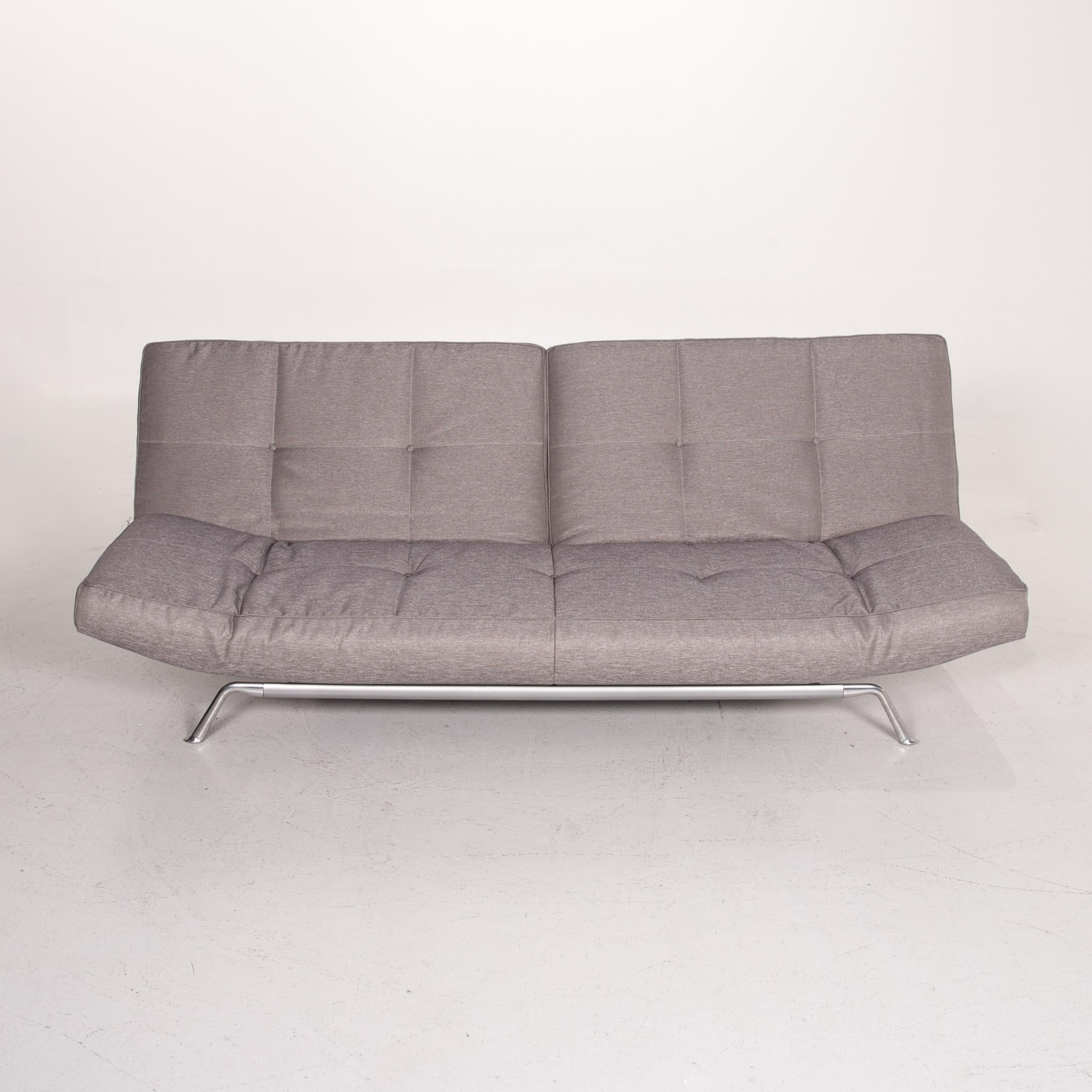 Ligne Roset Smala Fabric Sofa Gray Silver Three-Seater Function Sleeping For Sale 4