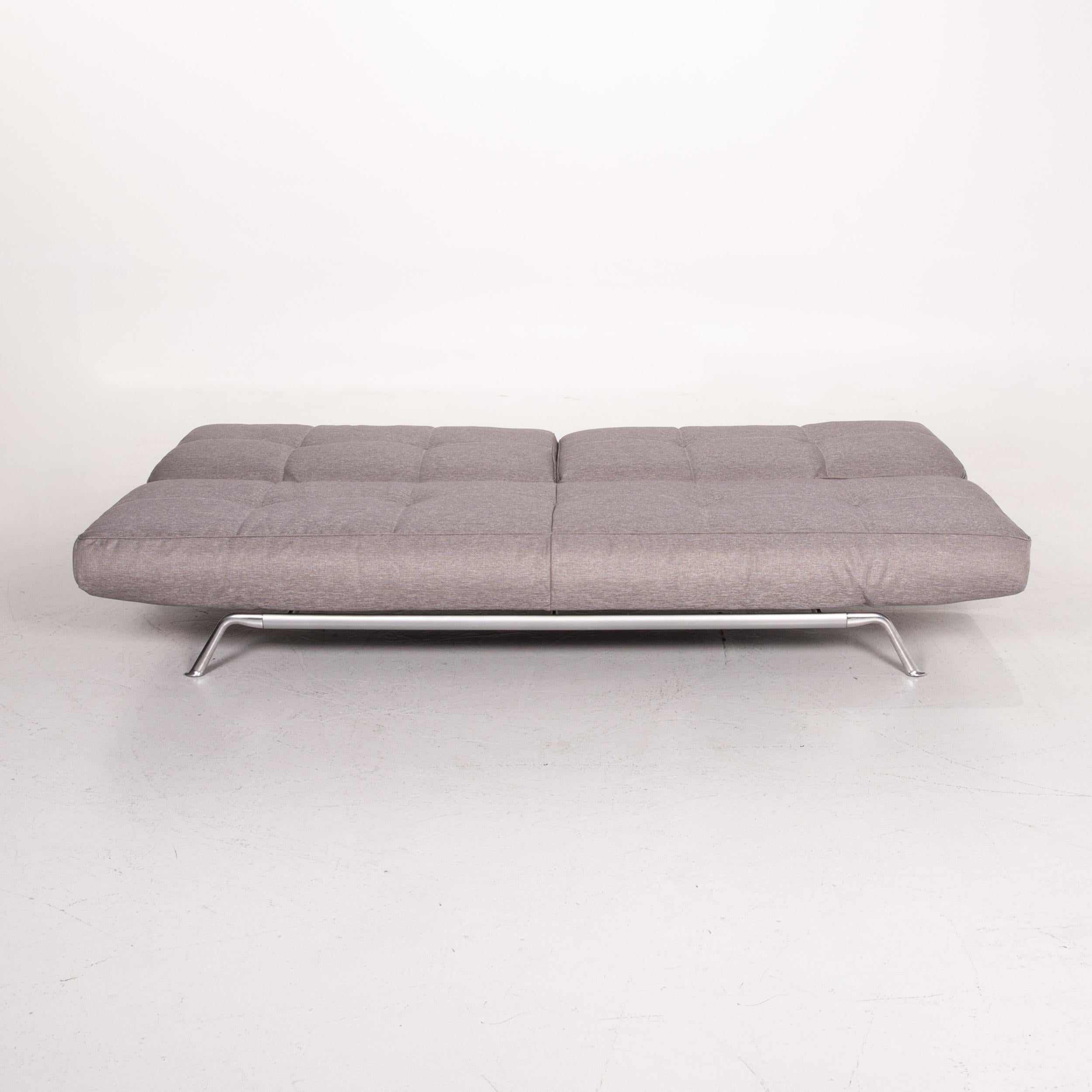 Modern Ligne Roset Smala Fabric Sofa Gray Silver Three-Seater Function Sleeping For Sale
