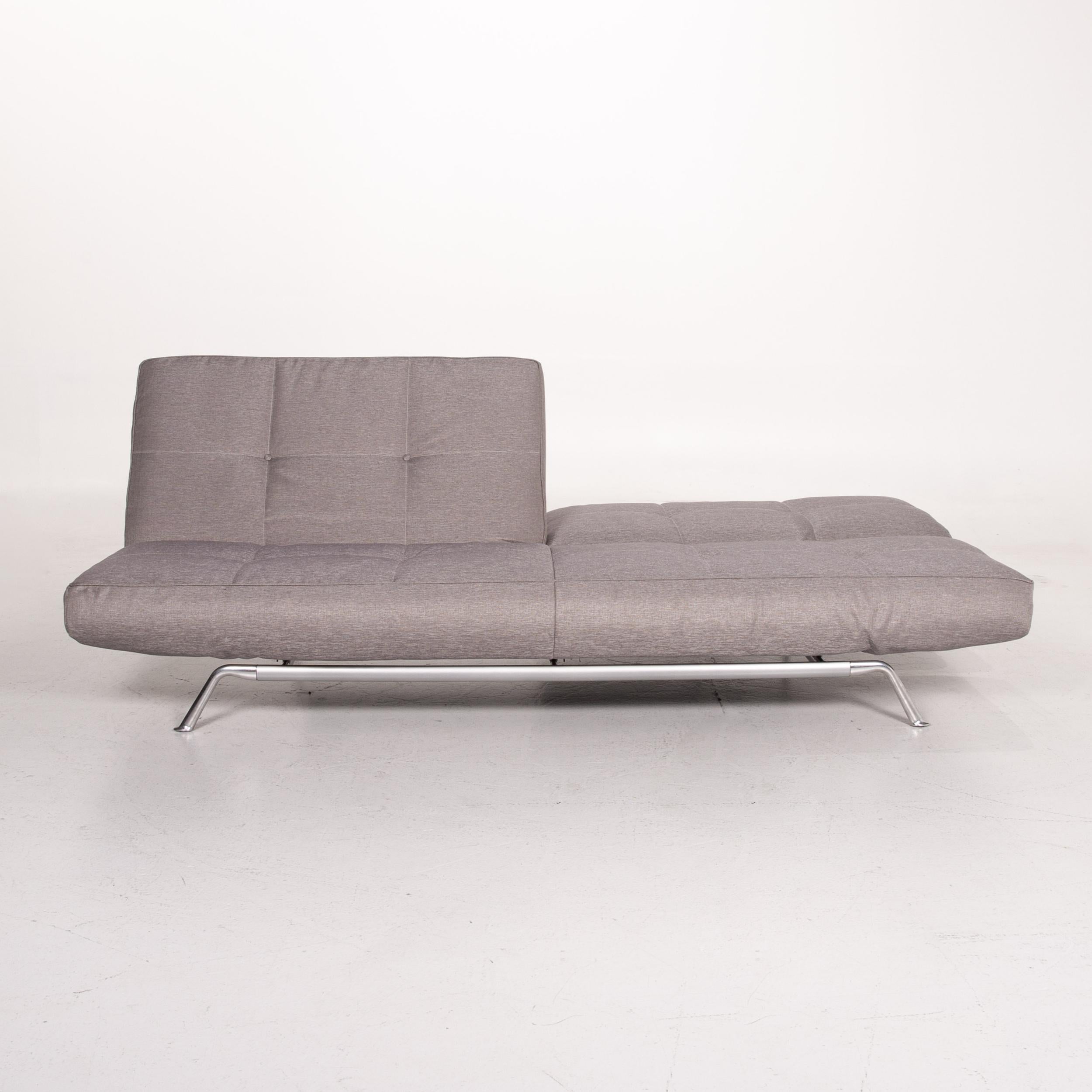 French Ligne Roset Smala Fabric Sofa Gray Silver Three-Seater Function Sleeping For Sale
