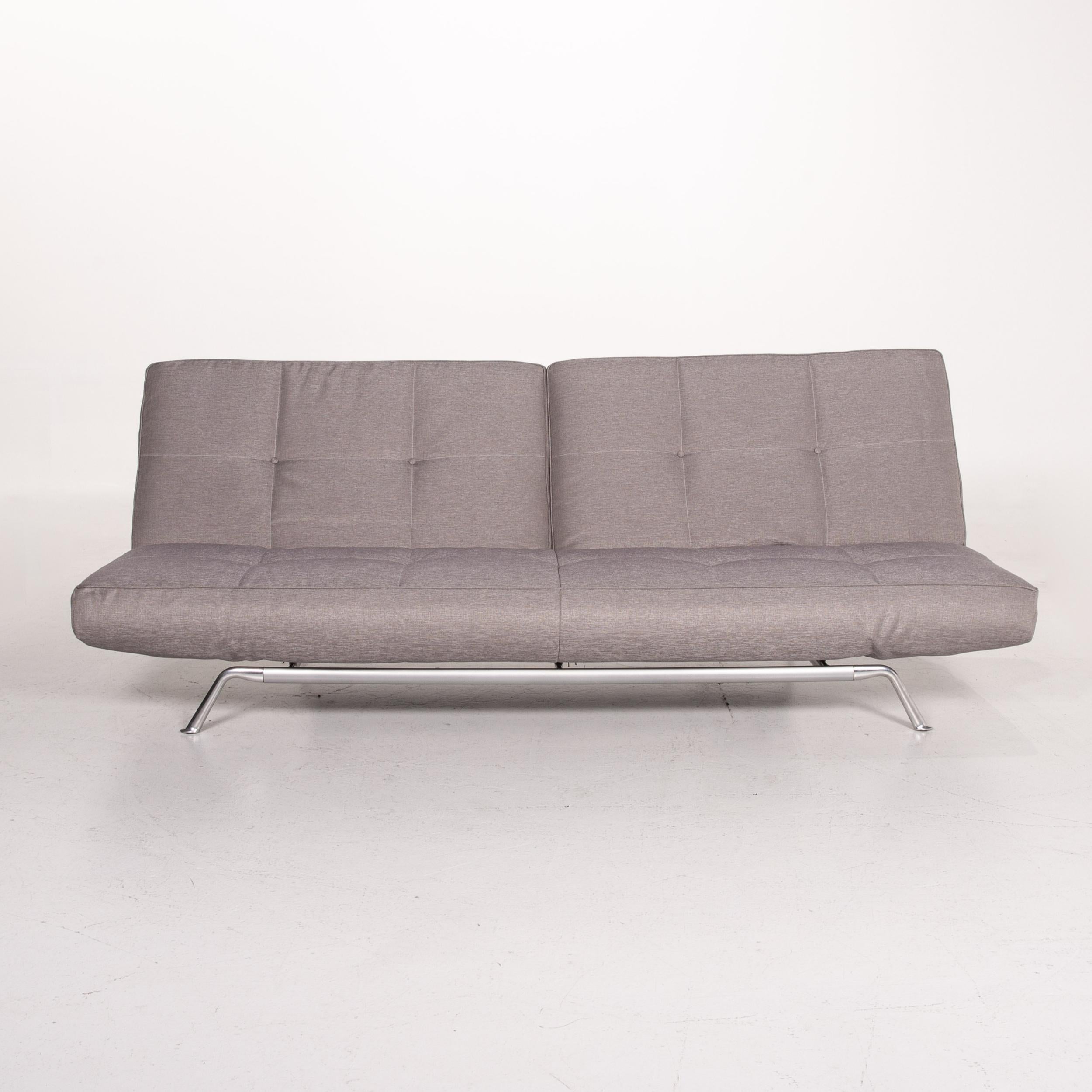 Ligne Roset Smala Fabric Sofa Gray Silver Three-Seater Function Sleeping For Sale 2