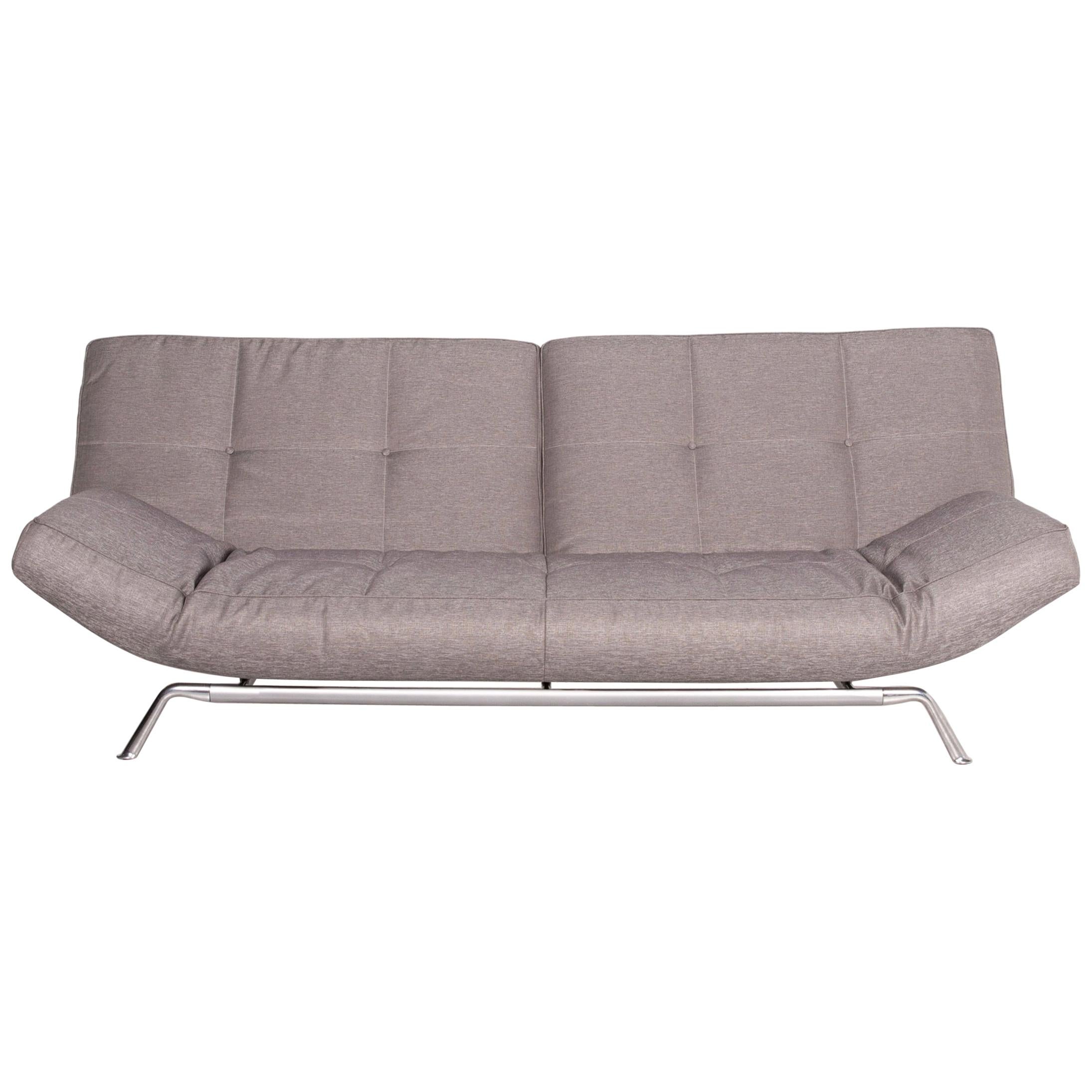 Ligne Roset Smala Fabric Sofa Gray Silver Three-Seater Function Sleeping For Sale