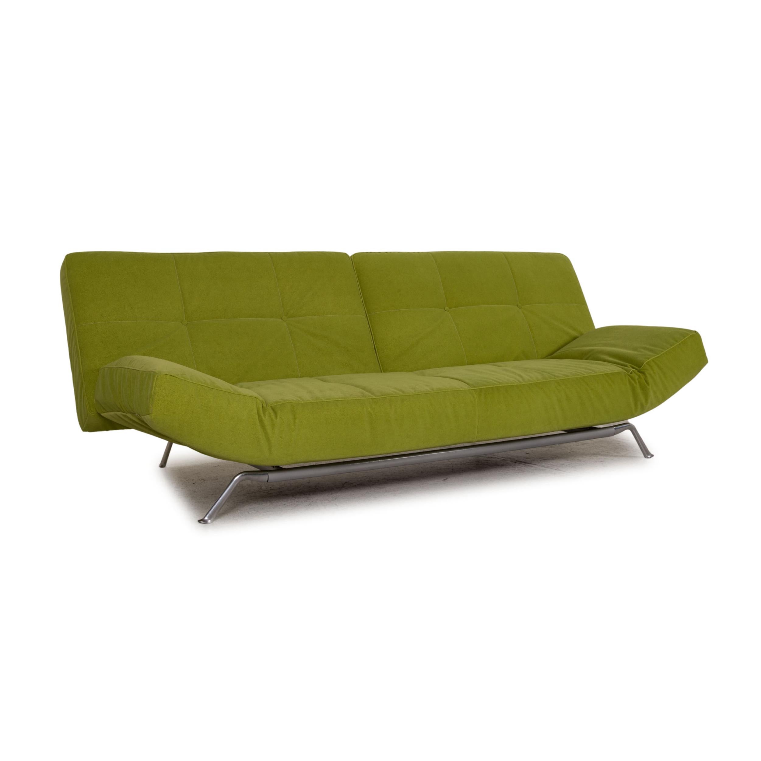 French Ligne Roset Smala Fabric Sofa Green Three-Seater Couch Function Sleeping
