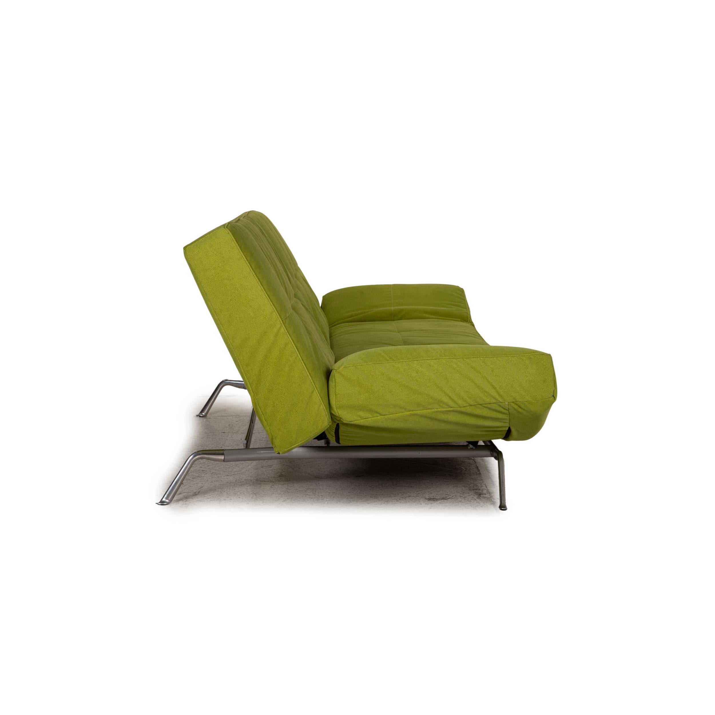 Ligne Roset Smala Fabric Sofa Green Three-Seater Couch Function Sleeping In Good Condition In Cologne, DE
