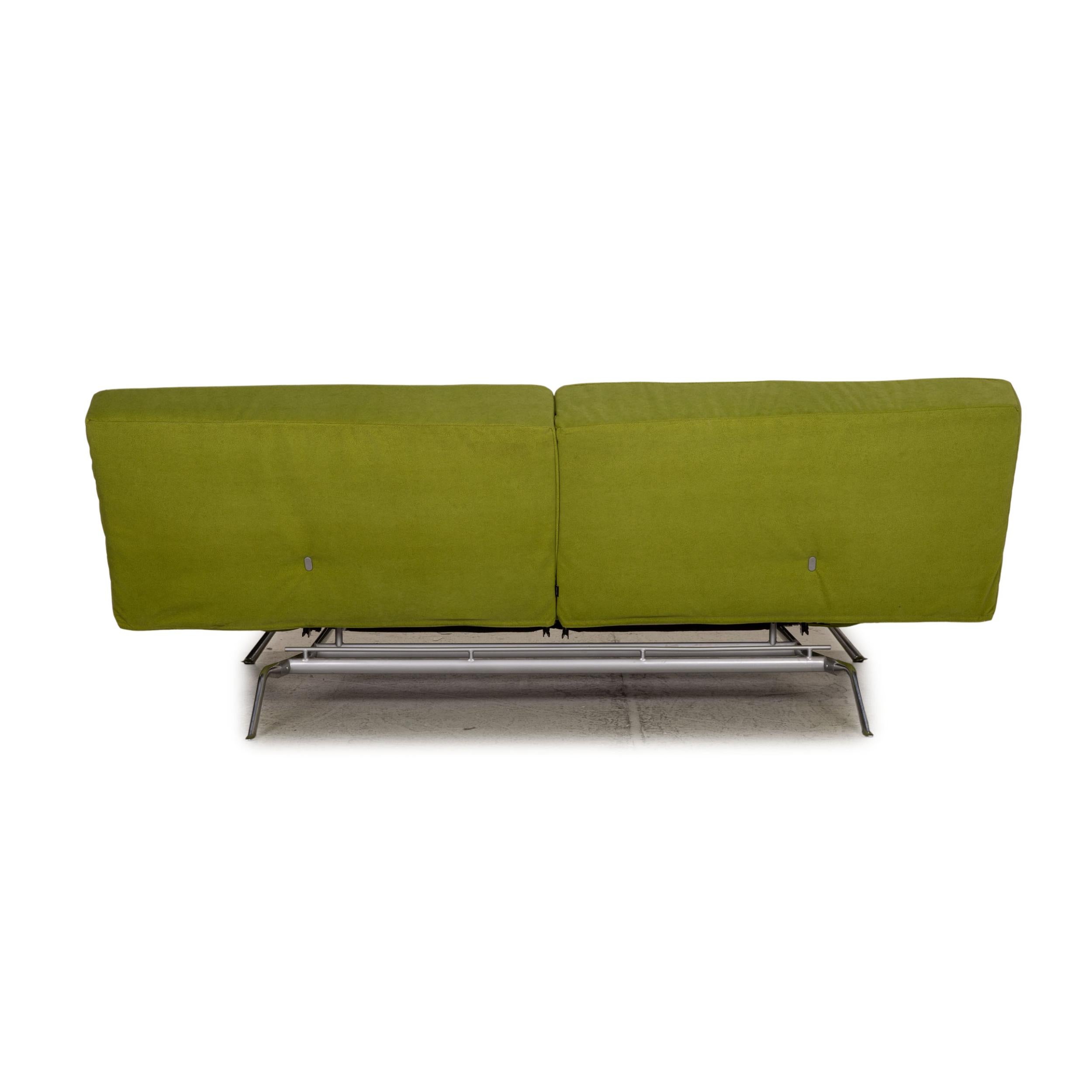 Contemporary Ligne Roset Smala Fabric Sofa Green Three-Seater Couch Function Sleeping