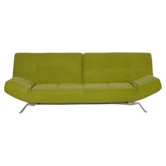 Ligne Roset Smala Fabric Sofa Green Three-Seater Couch Function Sleeping