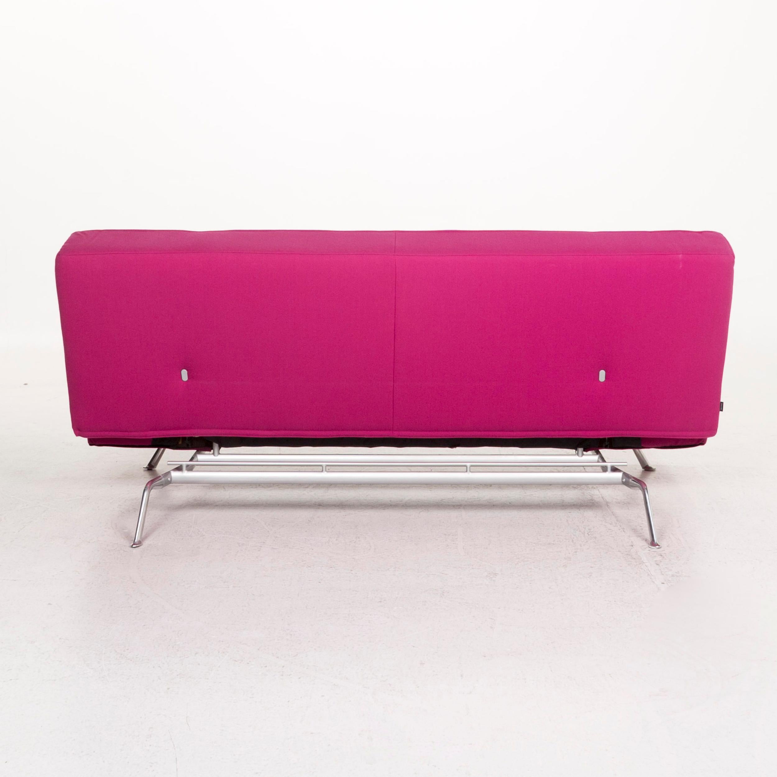 Ligne Roset Smala Fabric Sofa Pink Three-Seat Sofa Bed Function Sleep 1