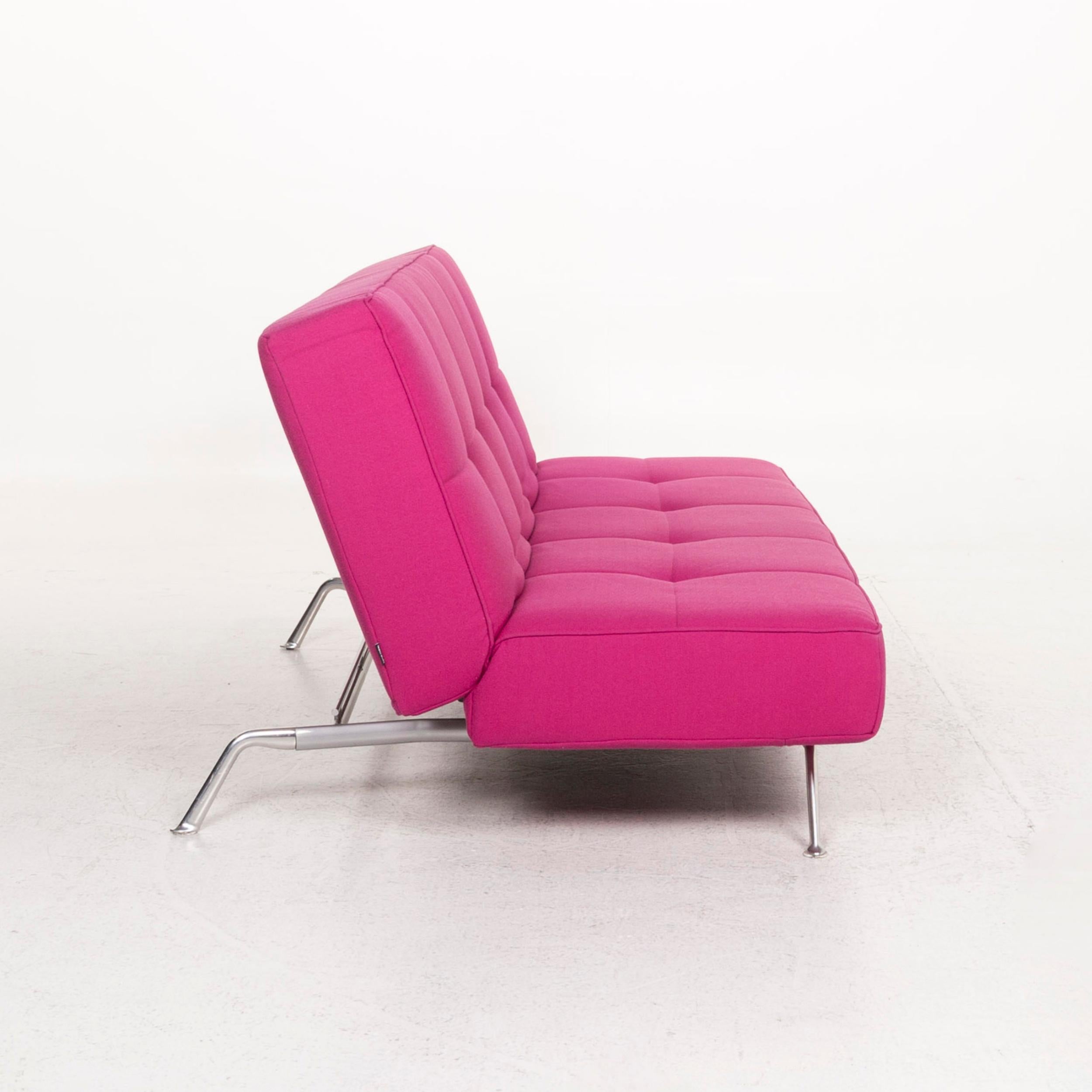 Contemporary Ligne Roset Smala Fabric Sofa Pink Three-Seat Sofa Bed Function Sleep