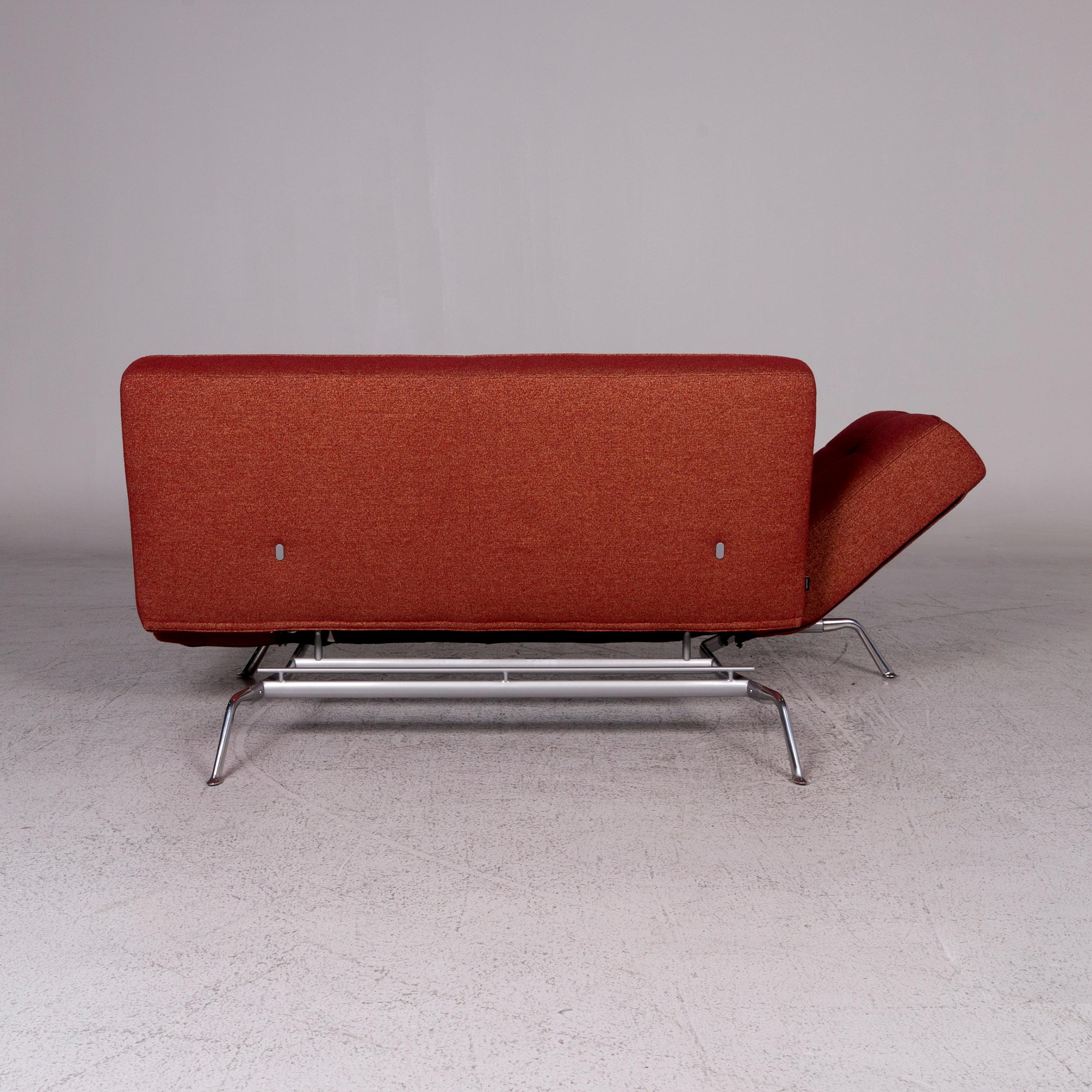 Ligne Roset Smala Fabric Sofa Red Three-Seat Sofa Bed Function Couch 4