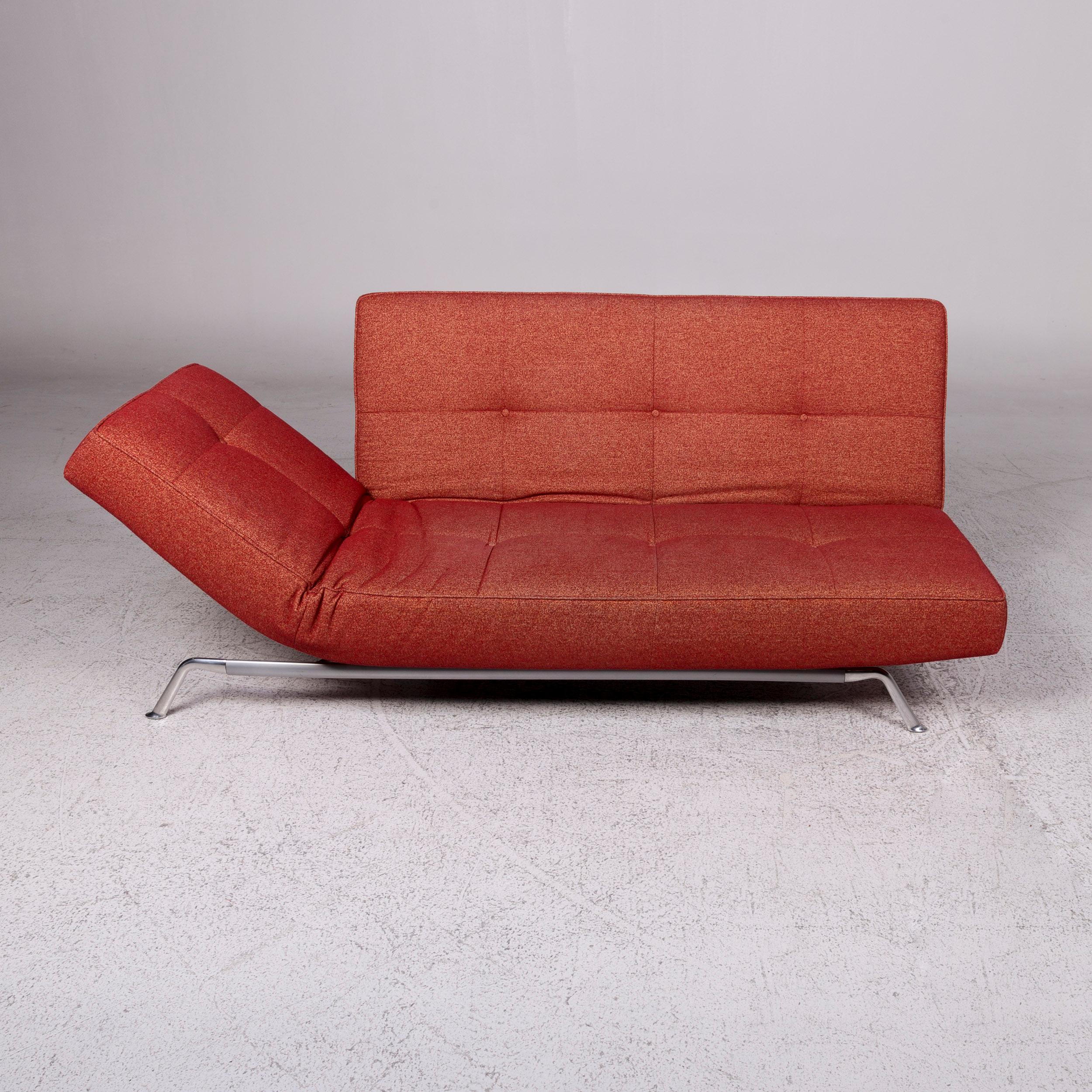 Ligne Roset Smala Fabric Sofa Red Three-Seat Sofa Bed Function Couch 2