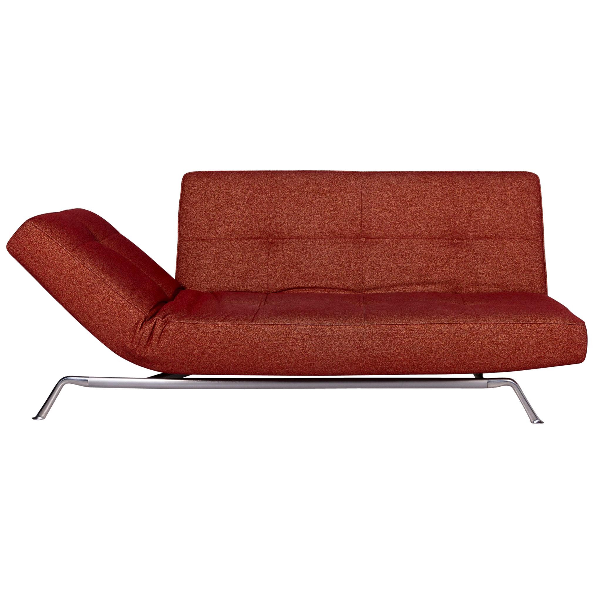 Ligne Roset Smala Fabric Sofa Red Three-Seat Sofa Bed Function Couch