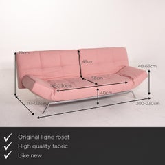 Ligne Roset Smala Fabric Sofa Rosé Pink Three-Seat Function Sleeping Function