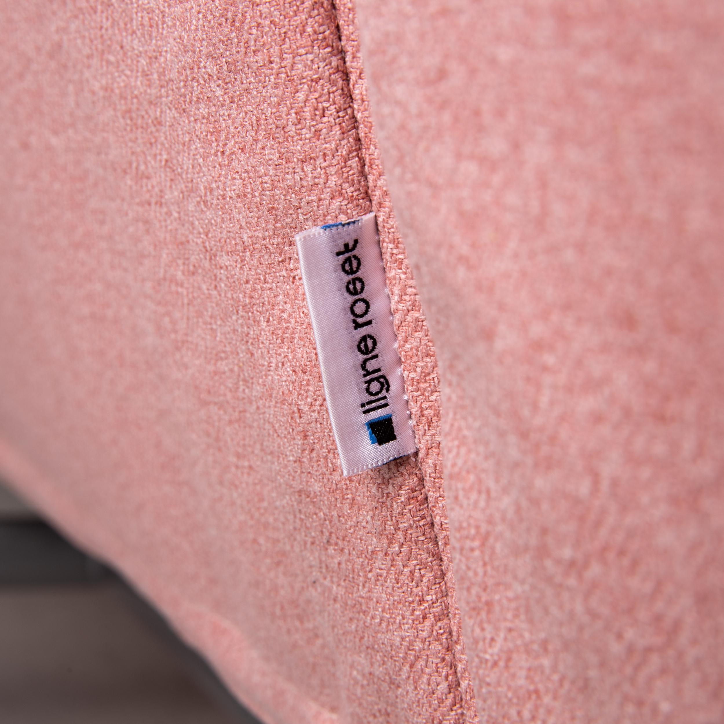 Modern Ligne Roset Smala Fabric Sofa Rosé Pink Three-Seat Function Sleeping Function