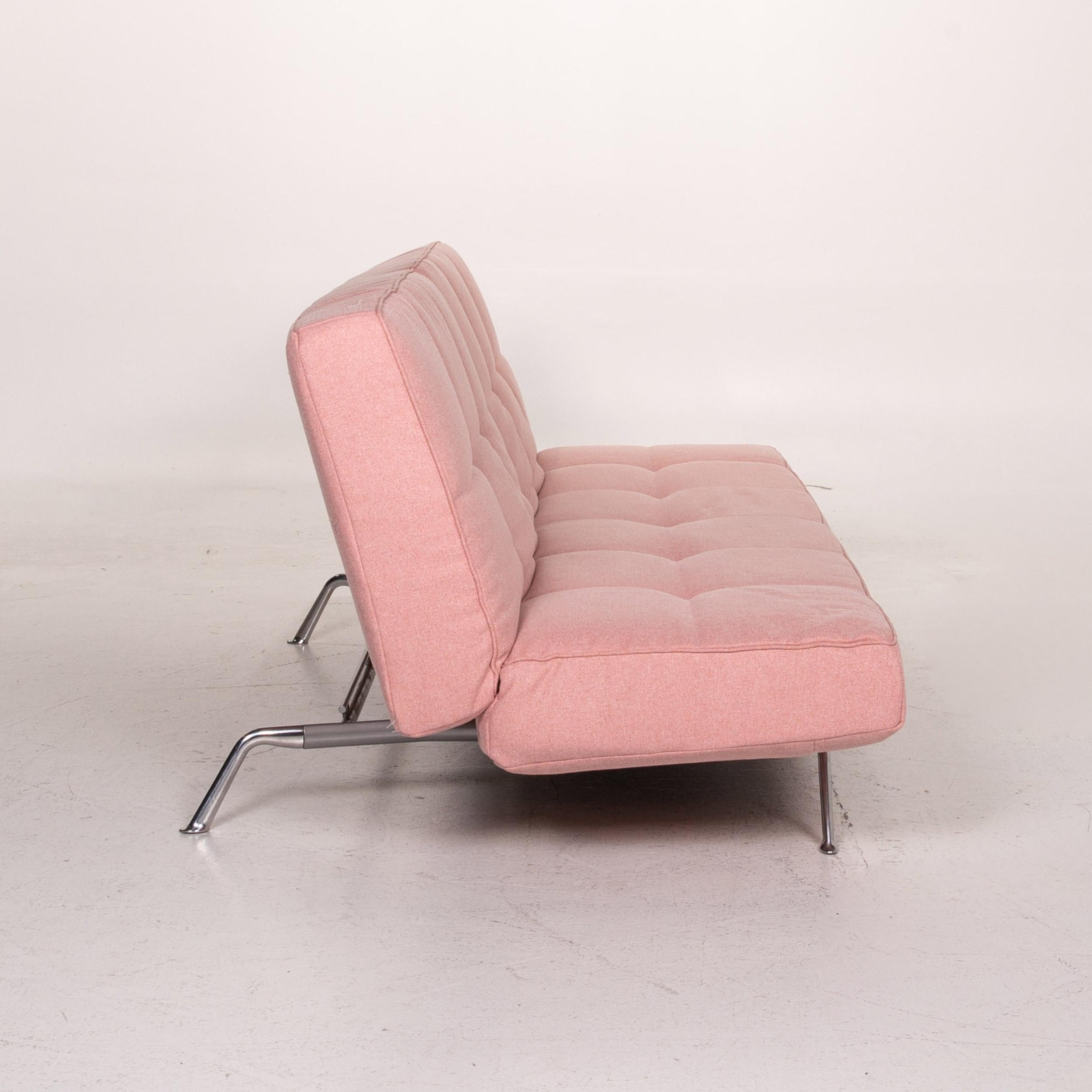 Contemporary Ligne Roset Smala Fabric Sofa Rosé Pink Three-Seat Function Sleeping Function