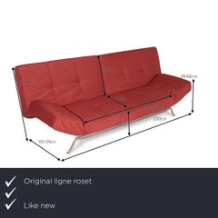 Ligne Roset Smala Fabric Sofa Three-Seater Sofa Bed Red Rosé