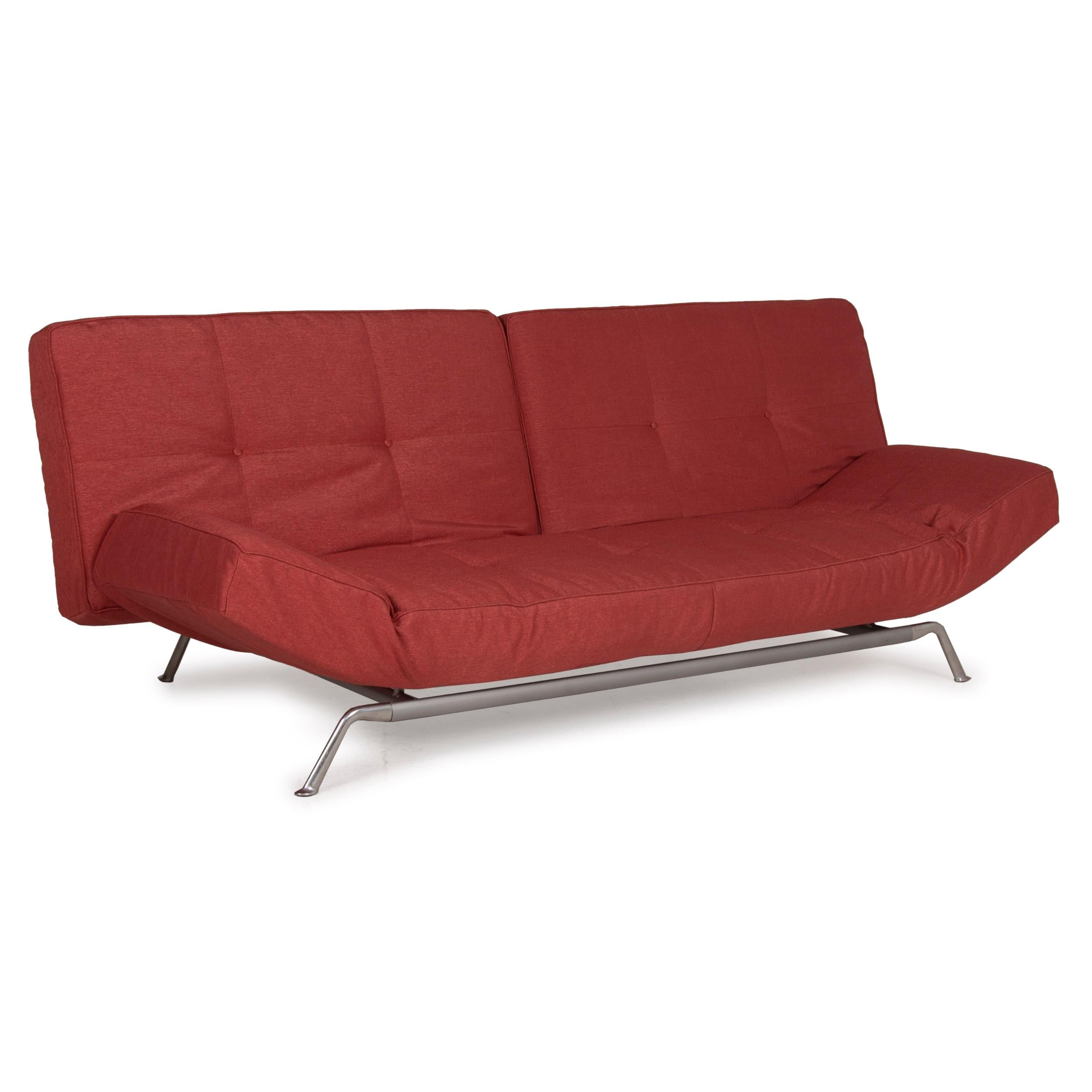 Ligne Roset Smala Fabric Sofa Three-Seater Sofa Bed Red Rosé In Fair Condition For Sale In Cologne, DE