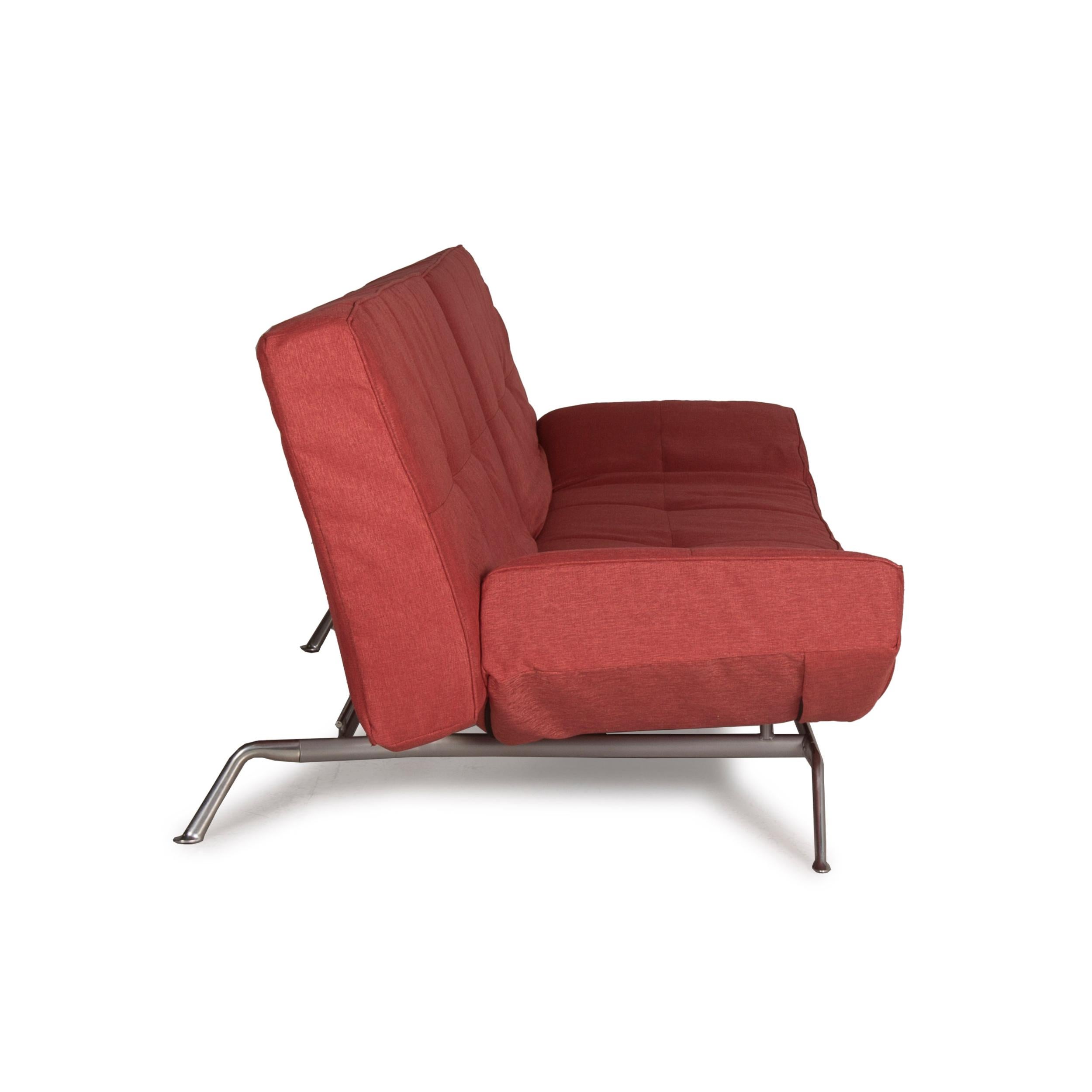 Contemporary Ligne Roset Smala Fabric Sofa Three-Seater Sofa Bed Red Rosé For Sale