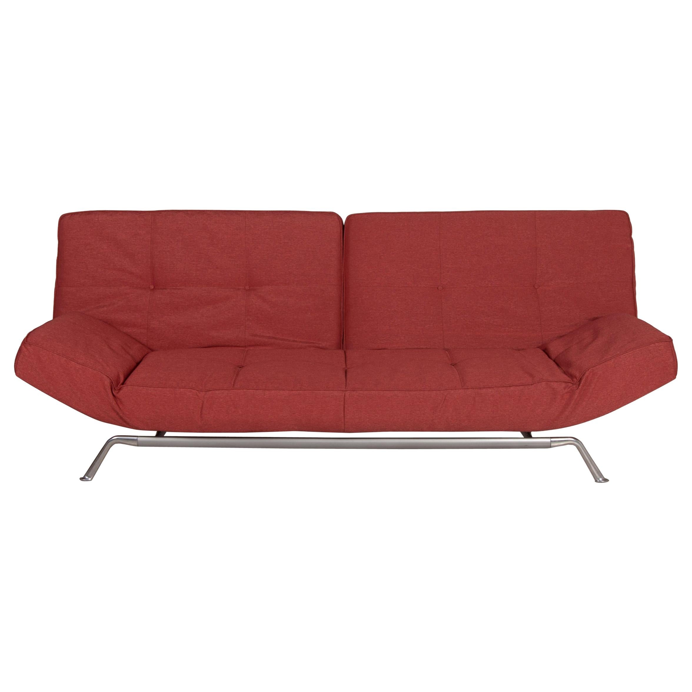Ligne Roset Smala Fabric Sofa Three-Seater Sofa Bed Red Rosé For Sale