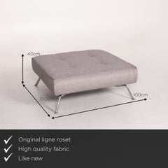 Ligne Roset Smala Fabric Stool Gray Silver Ottoman