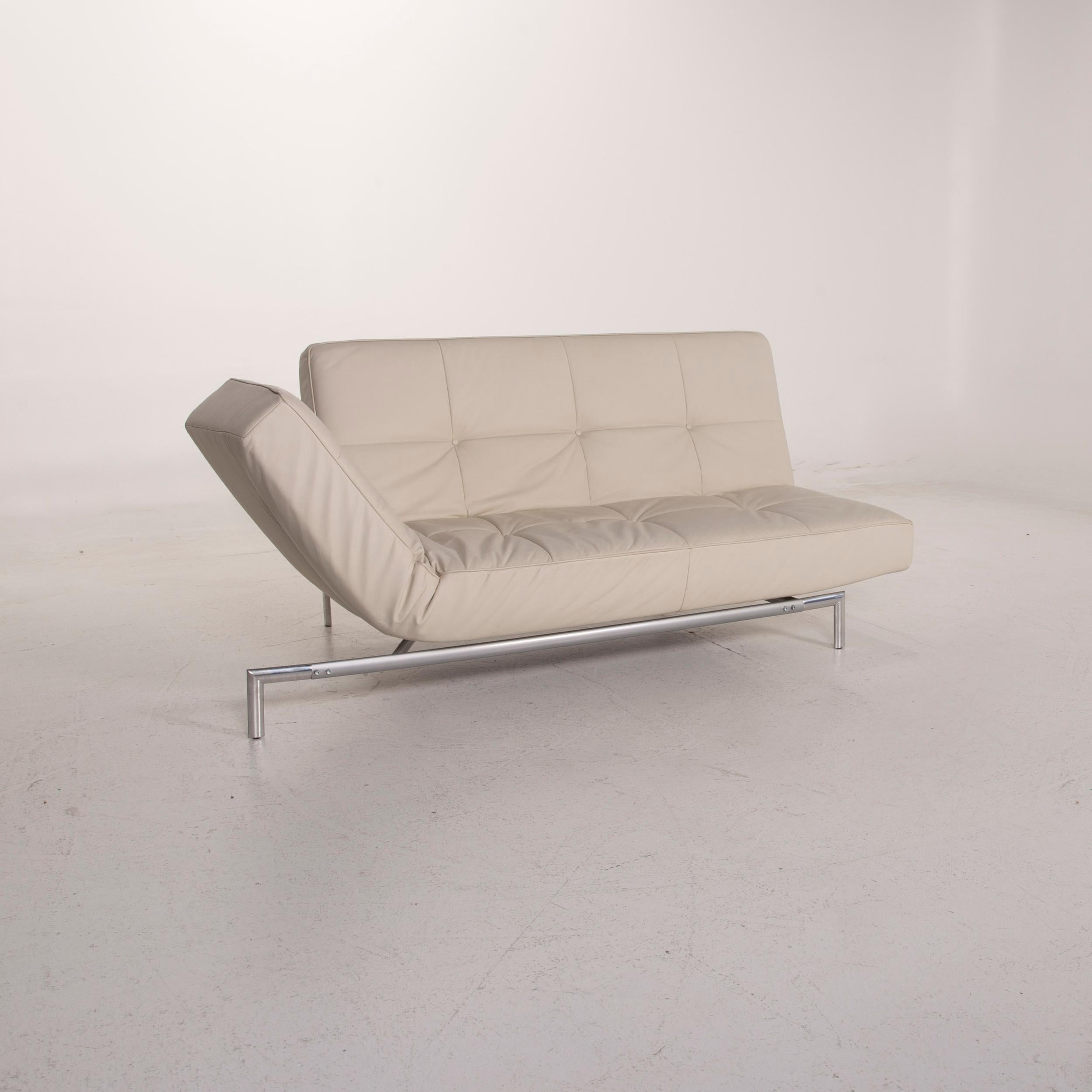 Ligne Roset Smala Leather Sofa Beige Three-Seat Function For Sale 1