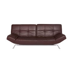 Ligne Roset Smala Leather Sofa Brown Three-Seat Function Couch