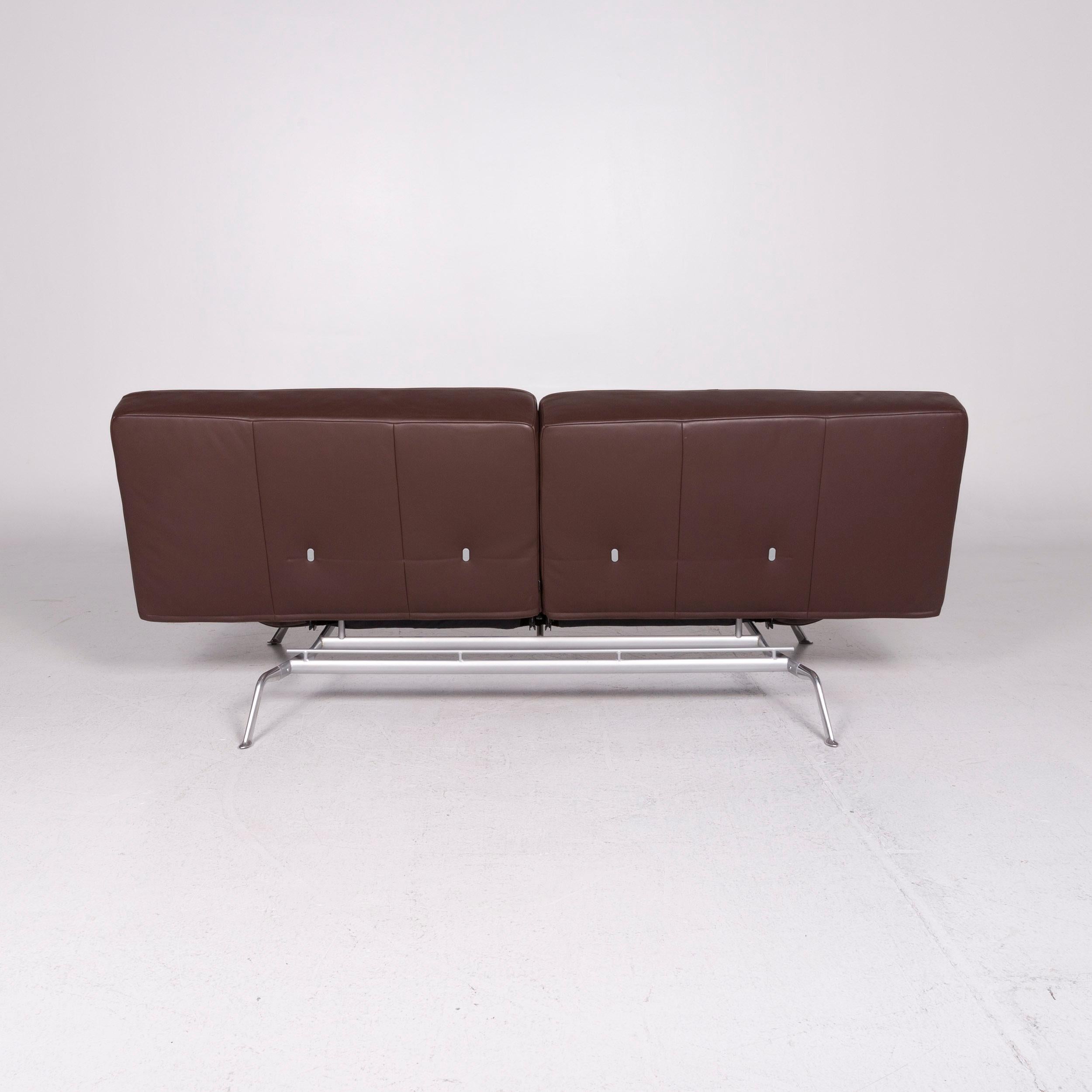 Ligne Roset Smala Leather Sofa Brown Three-Seat Function Couch 1