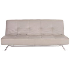 Ligne Roset Smala Leather Sofa Gray Three-Seat Relax Function Sleep Function