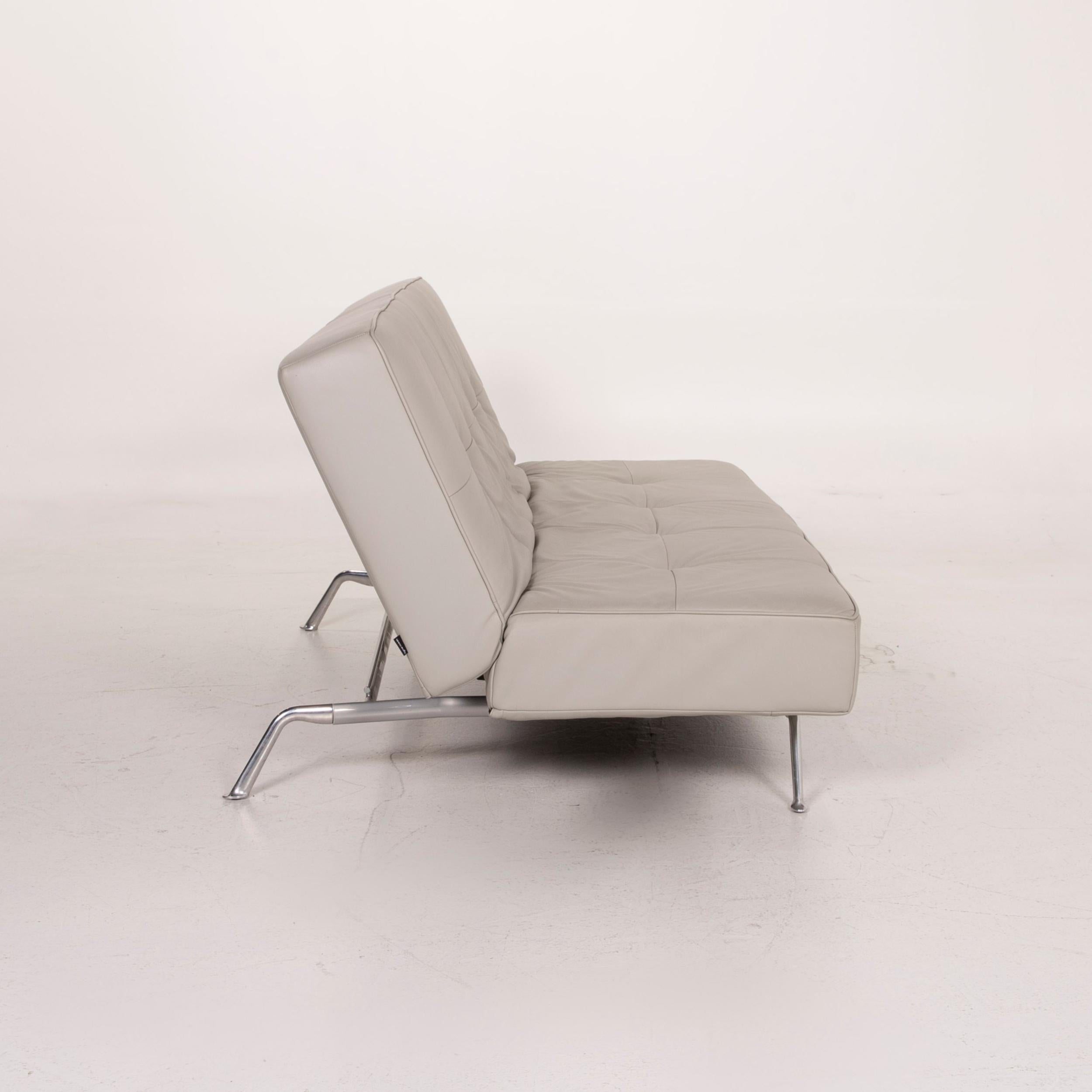 Ligne Roset Smala Leather Sofa Gray Three-Seat Relax Function Sleep Function For Sale 3