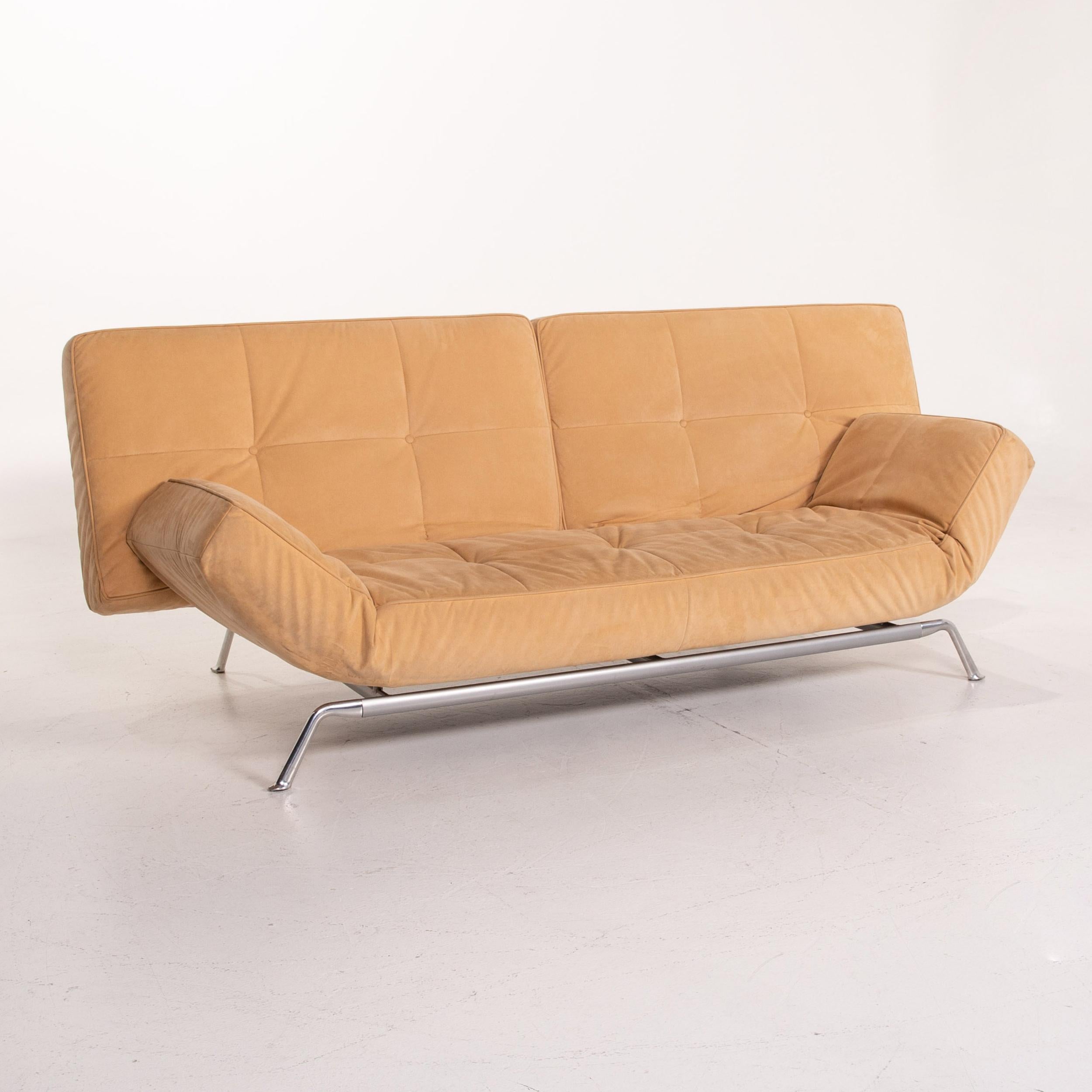 Ligne Roset Smala Microfiber Fabric Sofa Bed Beige Three-Seat Sofa Sleep 2