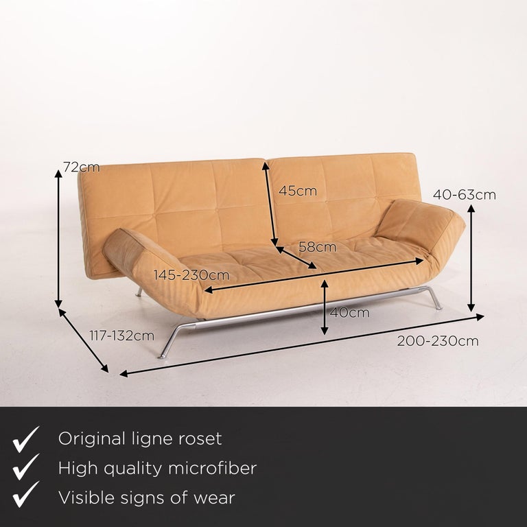 Ligne Roset Smala Microfiber Fabric Sofa Bed Beige Three-Seat Sofa Sleep at  1stDibs