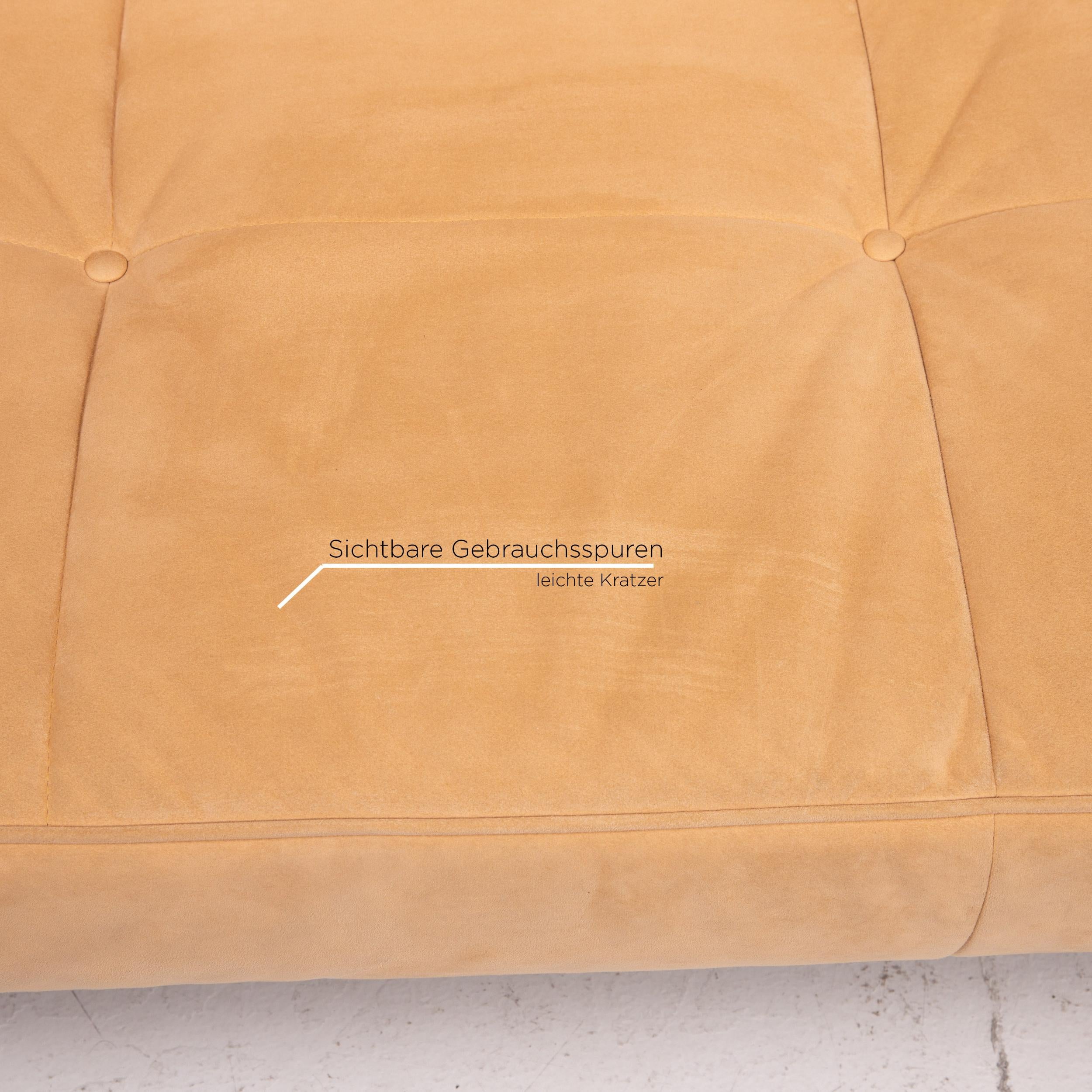 Modern Ligne Roset Smala Microfiber Fabric Sofa Bed Beige Three-Seat Sofa Sleep