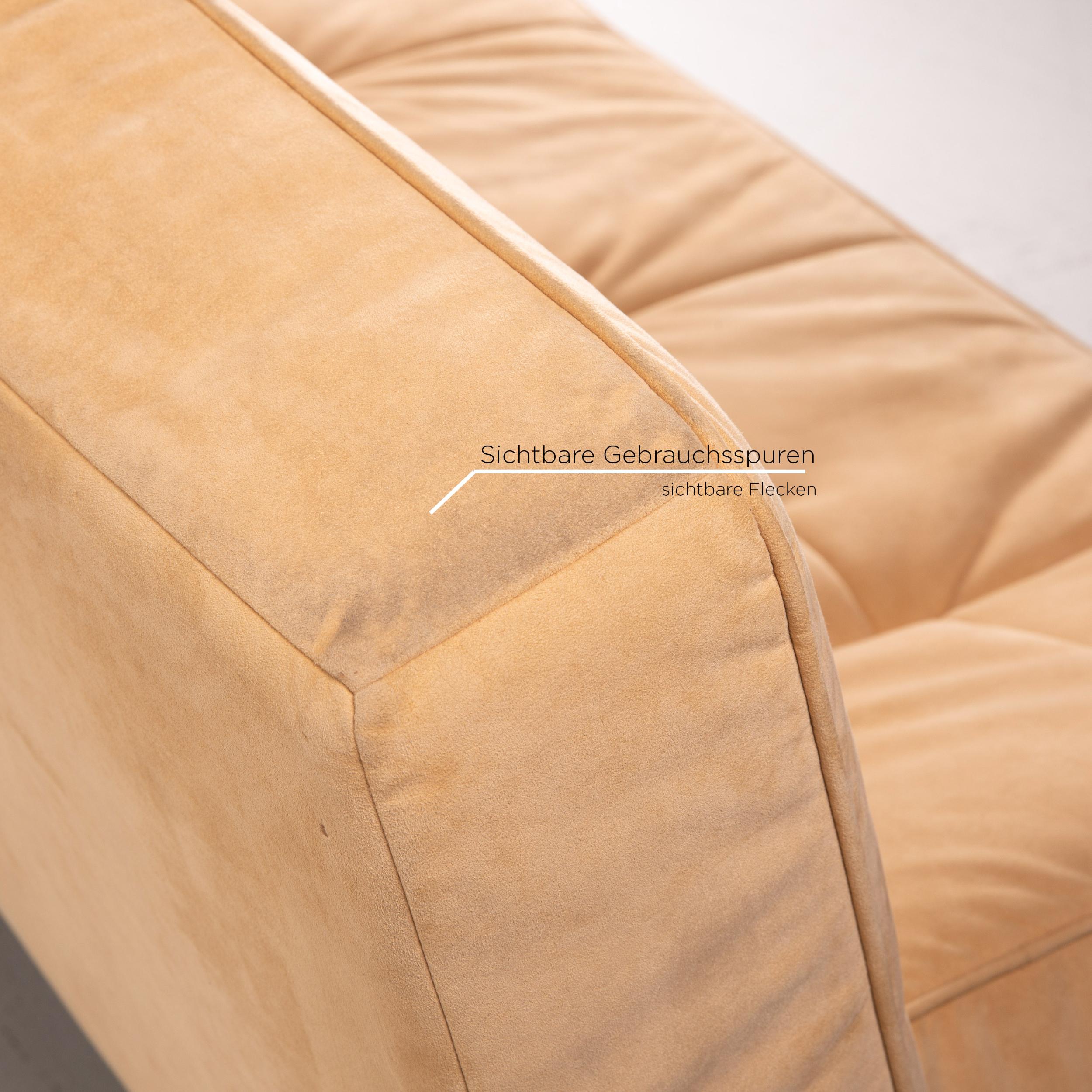 Contemporary Ligne Roset Smala Microfiber Fabric Sofa Bed Beige Three-Seat Sofa Sleep