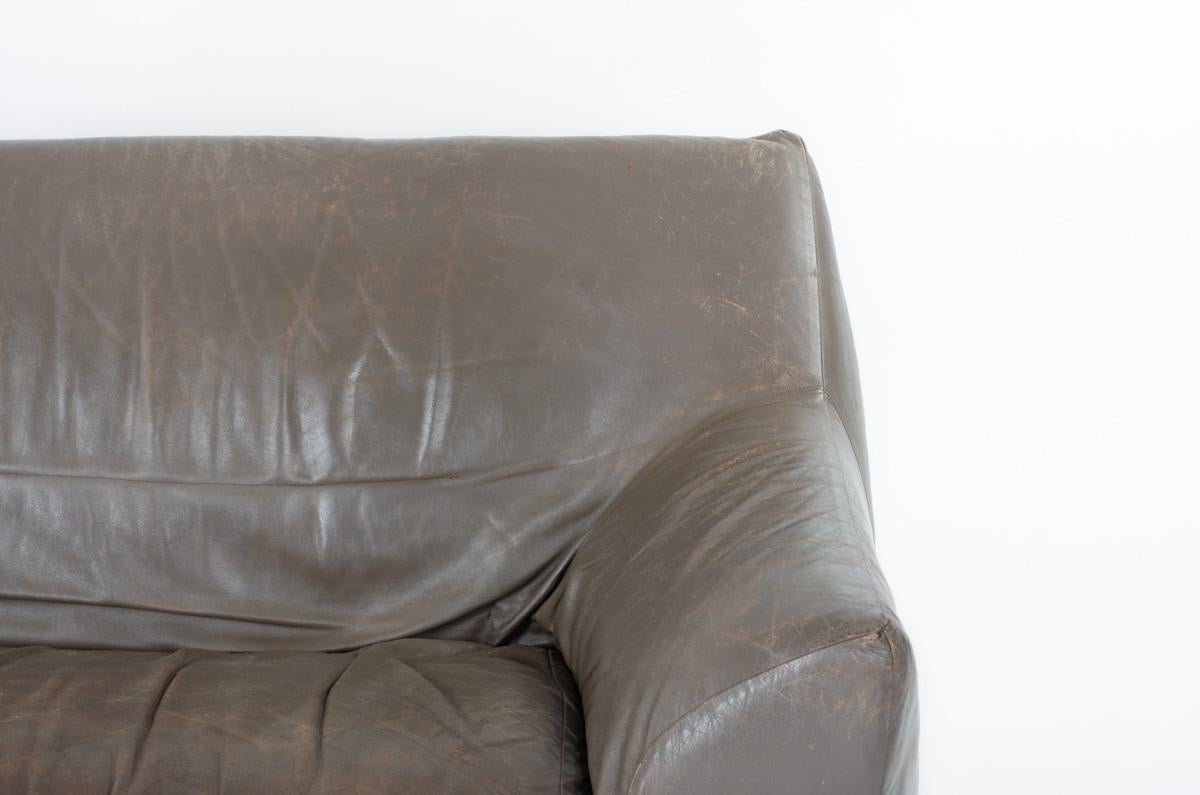 Ligne Roset sofa in brown leather 1980 For Sale 6