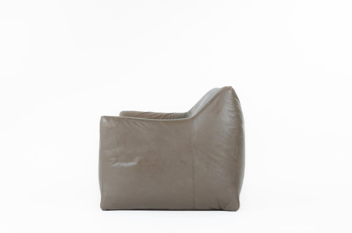 Francese Divano Ligne Roset in pelle marrone 1980 in vendita