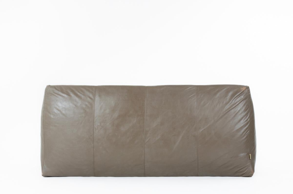 Ligne Roset sofa in brown leather 1980 In Good Condition For Sale In JASSANS-RIOTTIER, FR