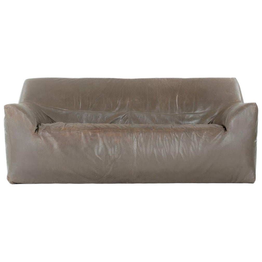 Ligne Roset Sofa aus braunem Leder 1980