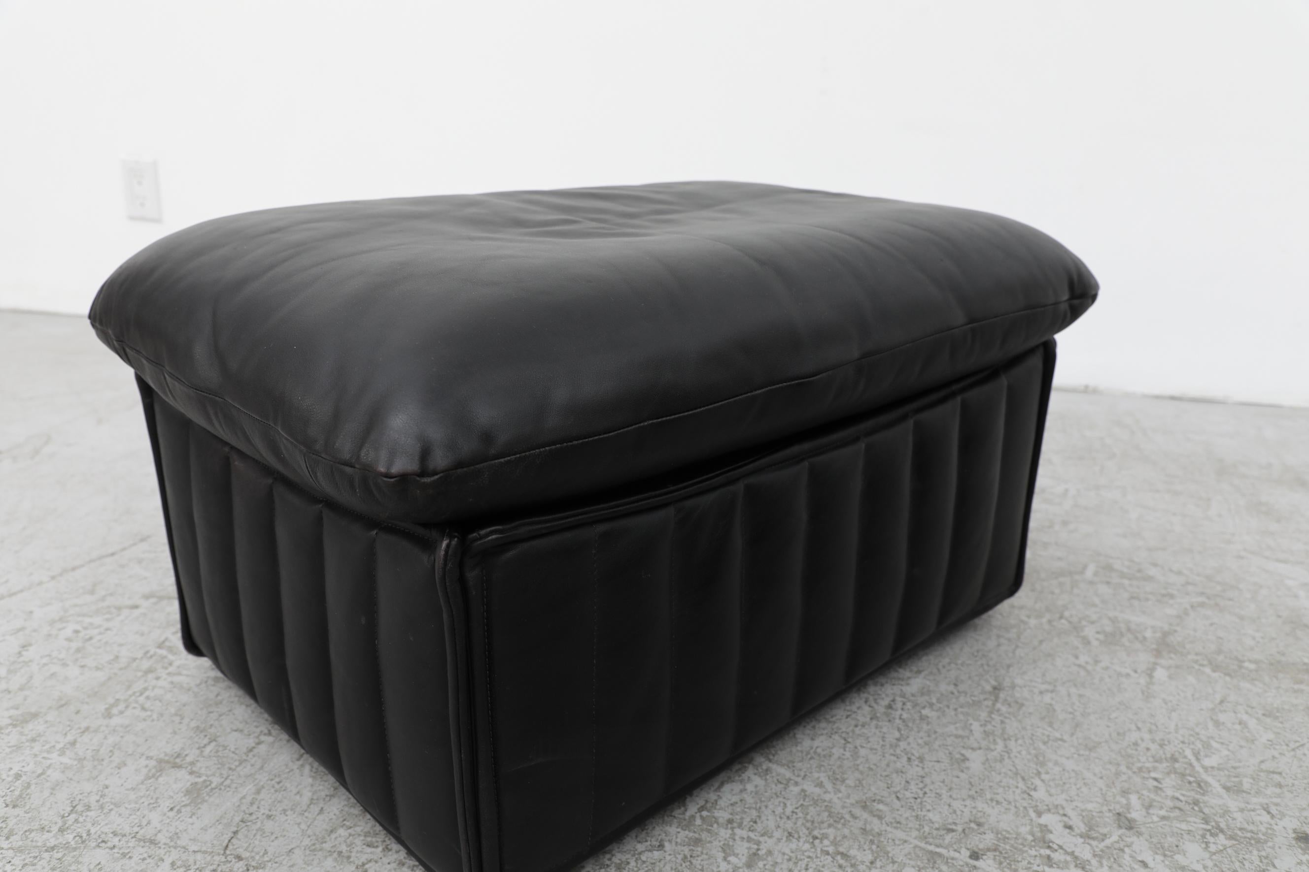Ligne Roset Style Highback Black Leather Lounge Chair 3