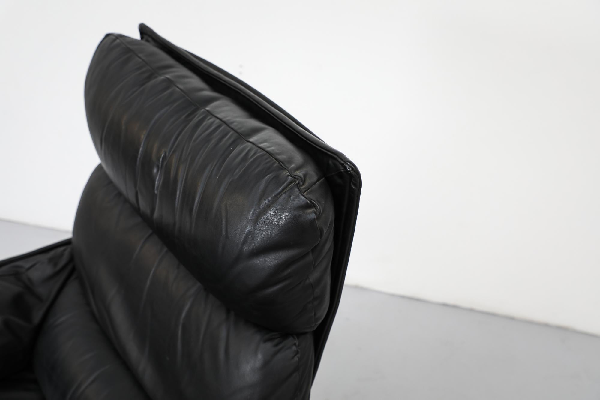 Ausgefallener Ligne Roset Hochlehner Sessel aus schwarzem Leder von Molinari im Angebot 5