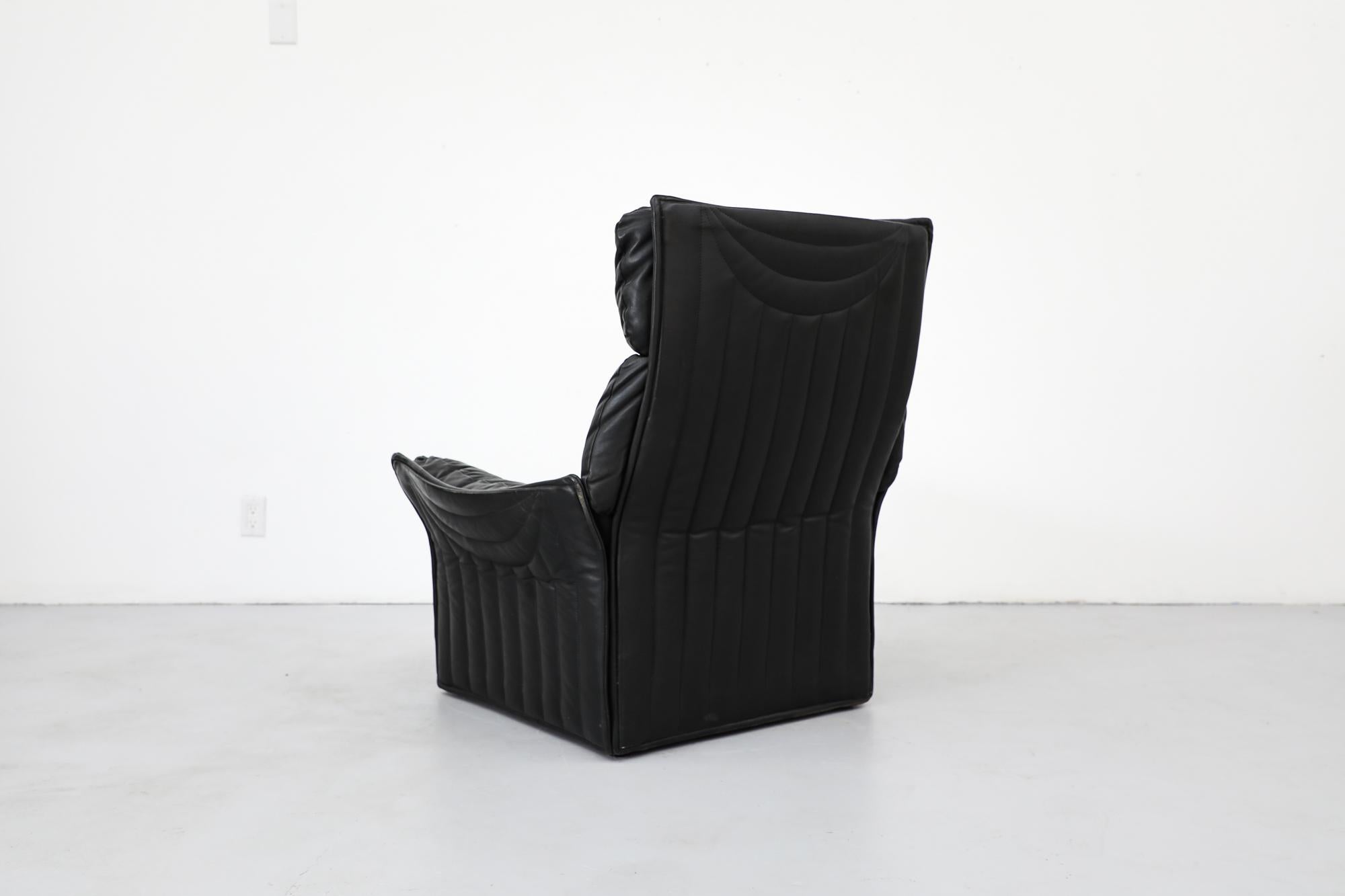 Ausgefallener Ligne Roset Hochlehner Sessel aus schwarzem Leder von Molinari im Zustand „Gut“ im Angebot in Los Angeles, CA