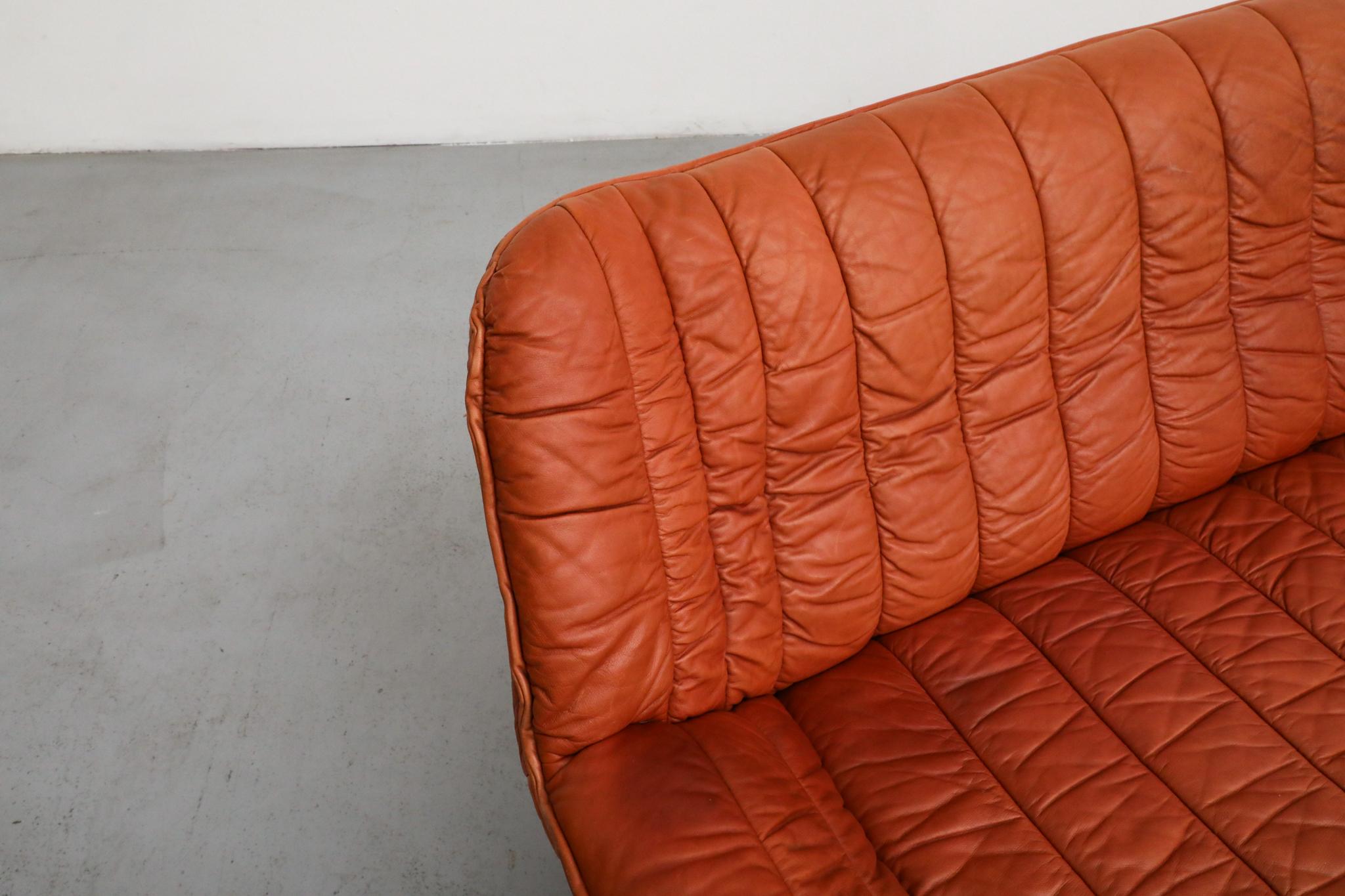 Ligne Roset Style Leather Loveseat by Laauser, German 1970s For Sale 6
