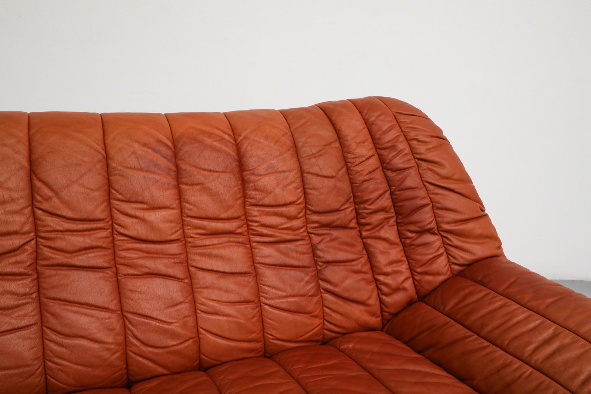 Ligne Roset Style Leather Loveseat by Laauser, German 1970s For Sale 7