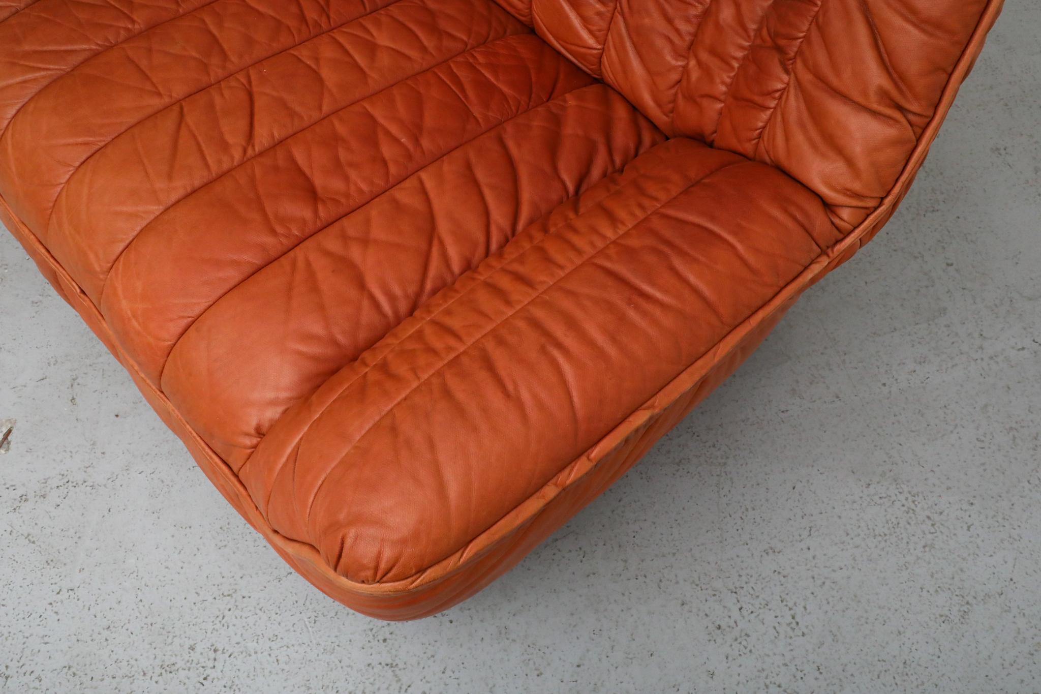 Ligne Roset Style Leather Loveseat by Laauser, German 1970s For Sale 8