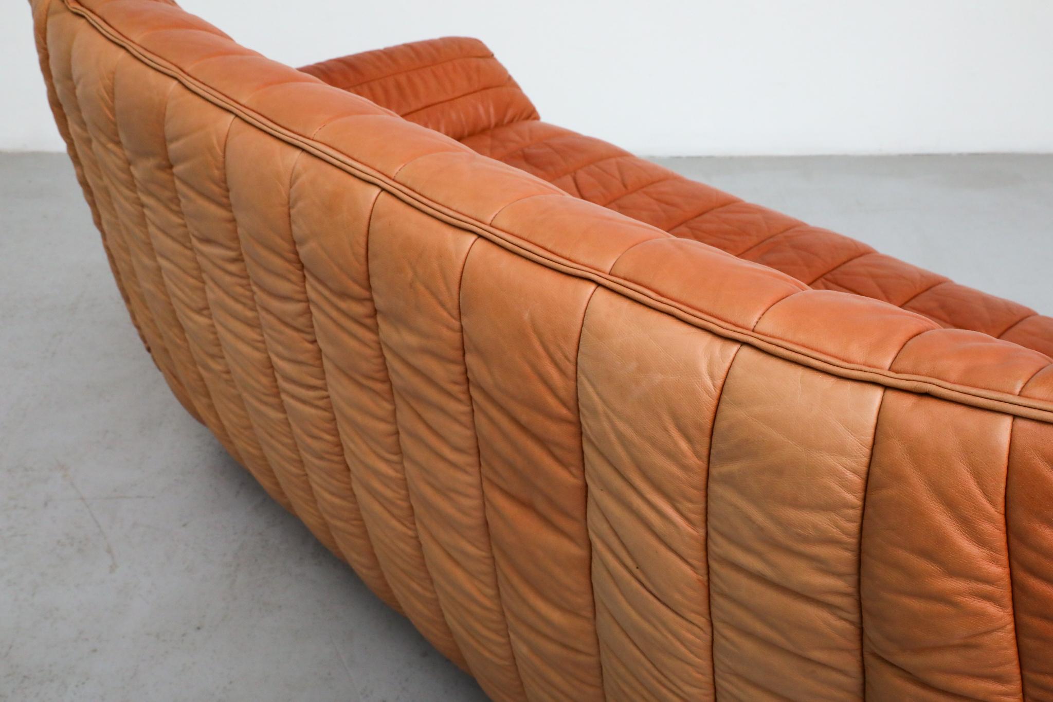 Ligne Roset Style Leather Loveseat by Laauser, German 1970s For Sale 12